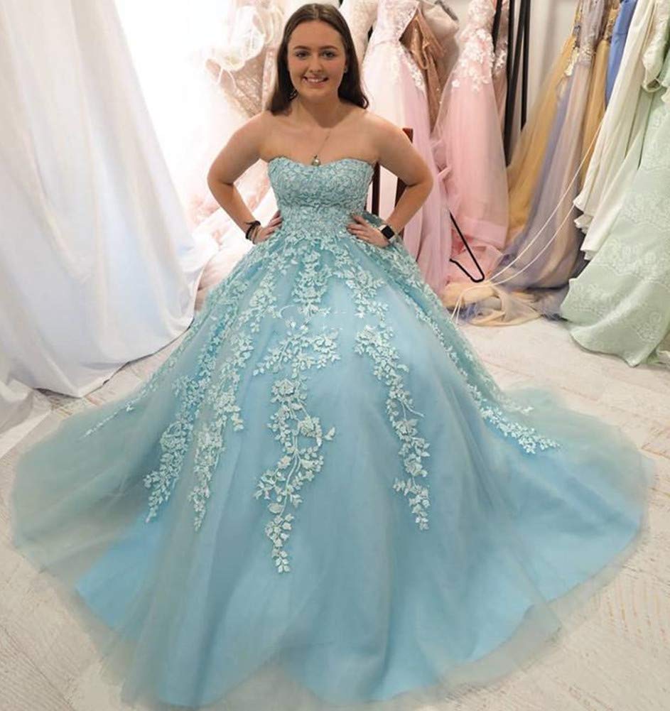 Honeydress Women's Sweetheart Neckline Long Prom Dress with Tulle Applique - Elegant Evening Gown for Homecoming, Formal Dances & Special Occasions
