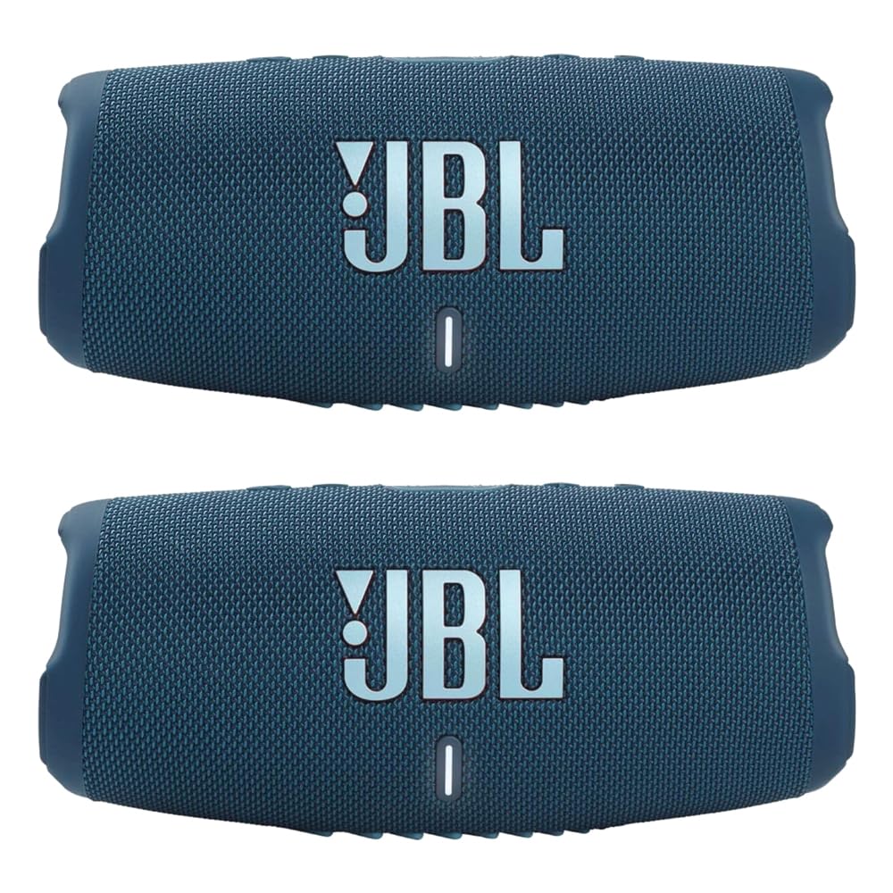 JBL Charge 5 Waterproof Portable Bluetooth Speaker - IP67 Dustproof & Shockproof - 20 Hours Playtime - Wireless Outdoor Speaker for Beach, Pool, Camping & Travel - Blue (Pair)