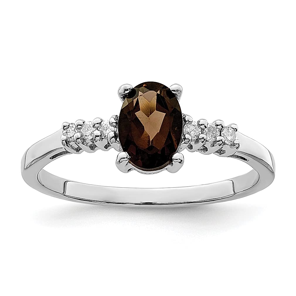 925 Silver Smoky Quartz Diamond Ring for Women - Elegant Gift for Her & Daily Wear
