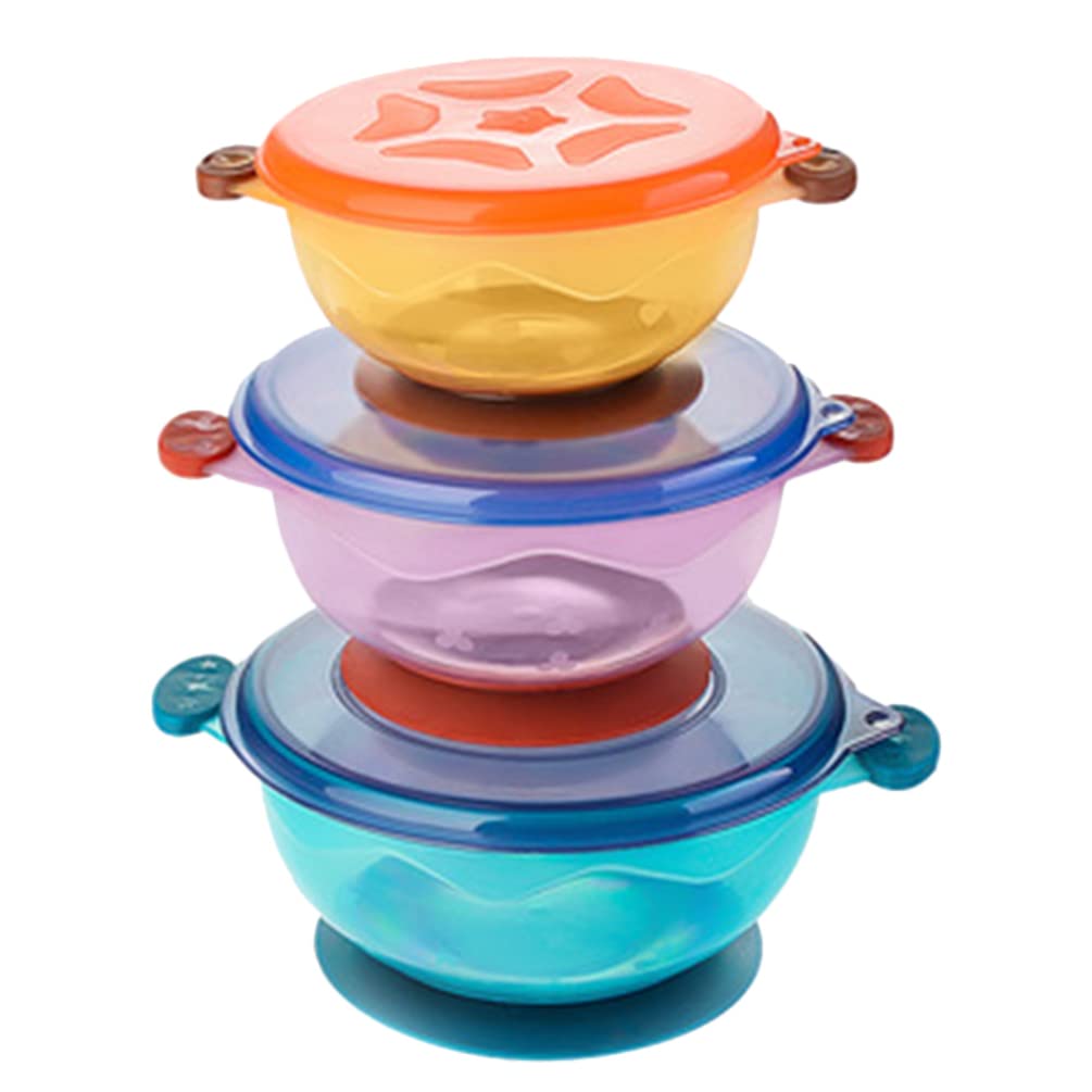 Zerodeko Toddler Suit Bowl with Suction Cup - 3-Piece Spill-Proof Baby Feeding Set | Non-Slip Training Bowl & Dinnerware for Girls & Boys | Perfect for Home, Travel & Daycare Use