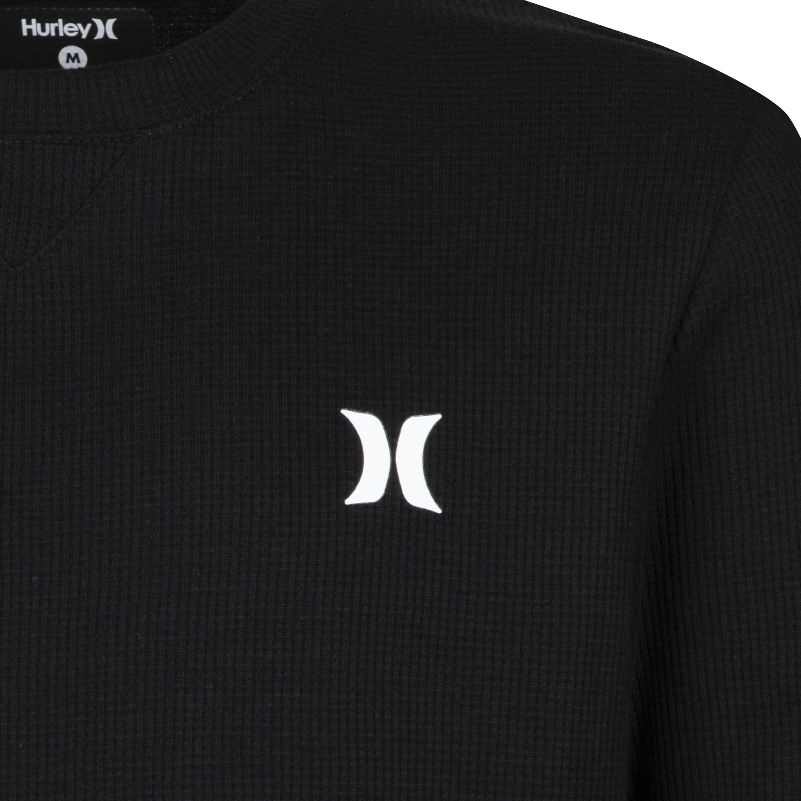 Hurley Boys' Long Sleeve Waffle Knit Shirt - Soft Cotton Thermal Top for Kids, Black | Perfect for School, Outdoor Adventures & Casual Wear