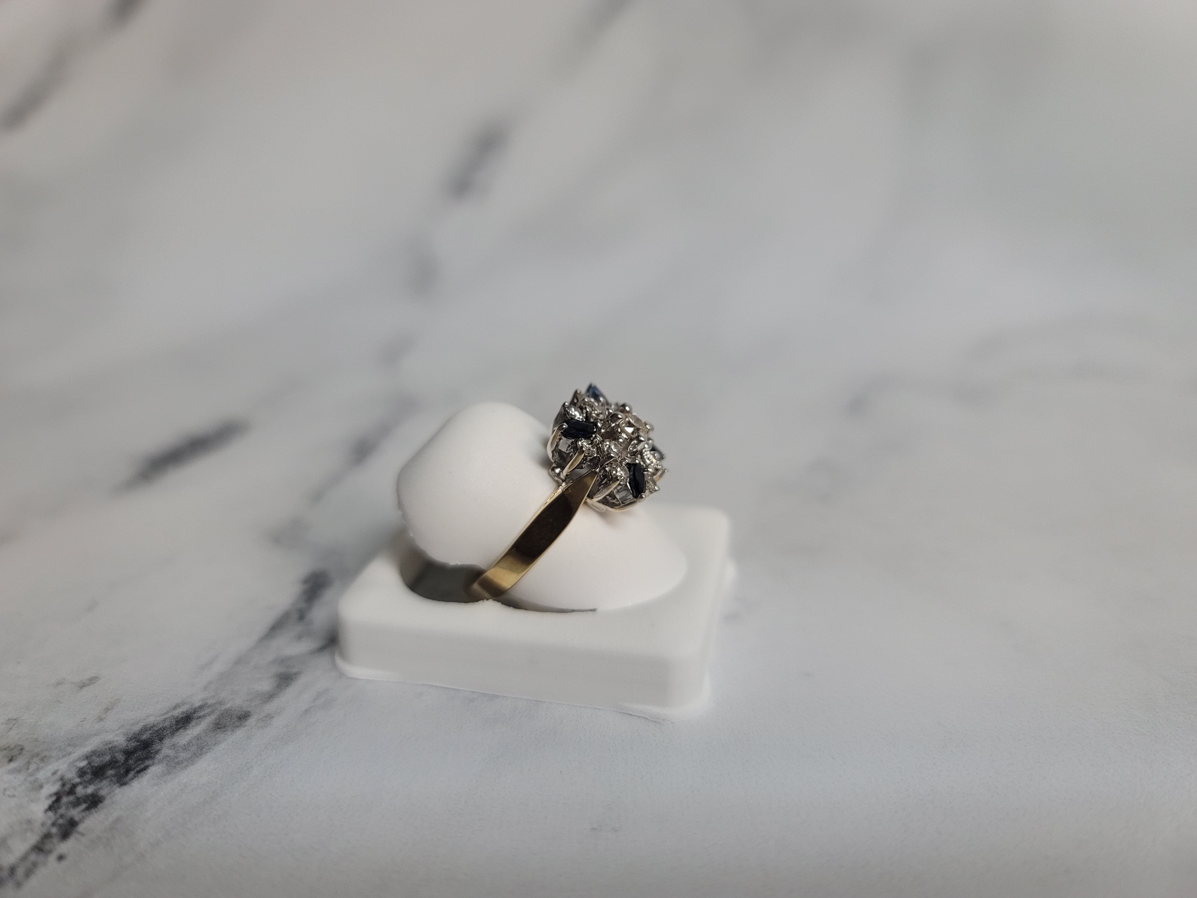 Diamond & Sapphire Flower Ring .75cttw 14K Yellow Gold - Elegant Jewelry for Women, Perfect for Weddings, Anniversaries & Special Occasions