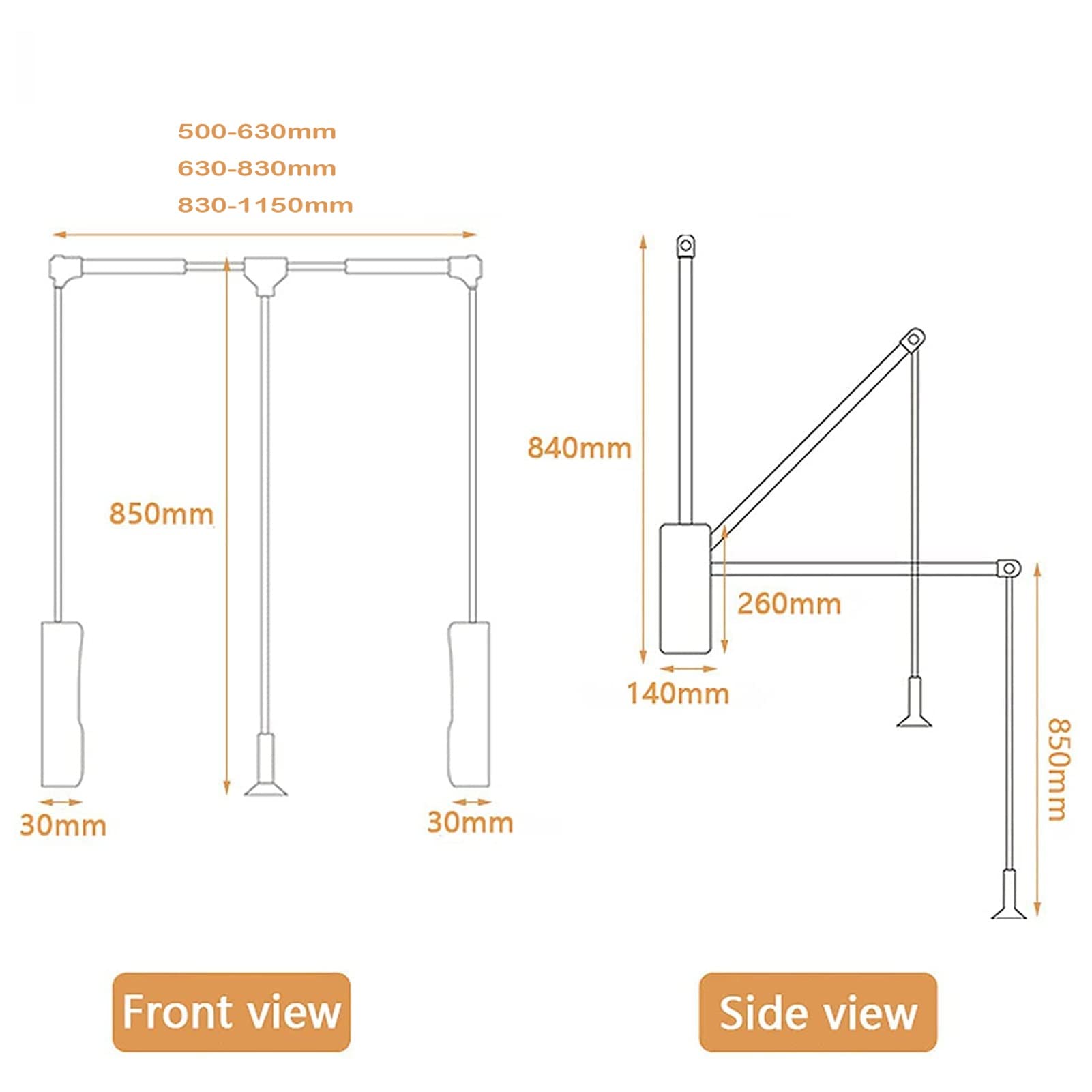 Heavy-Duty Pull-Down Closet Organizer System - Retractable Closet Lift Hanger with Soft Close & Space Saving Design - Includes Installation Hardware (630-830cm) - Perfect for Small Closets, Apartments & Tight Spaces