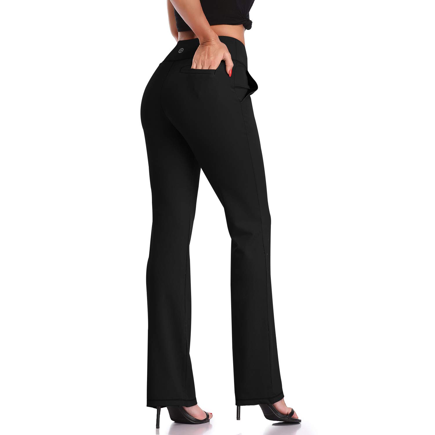 DAYOUNG Women's Bootcut Yoga Pants - High Waist Tummy Control Workout Leggings with 4-Way Stretch for Gym, Running & Everyday Wear