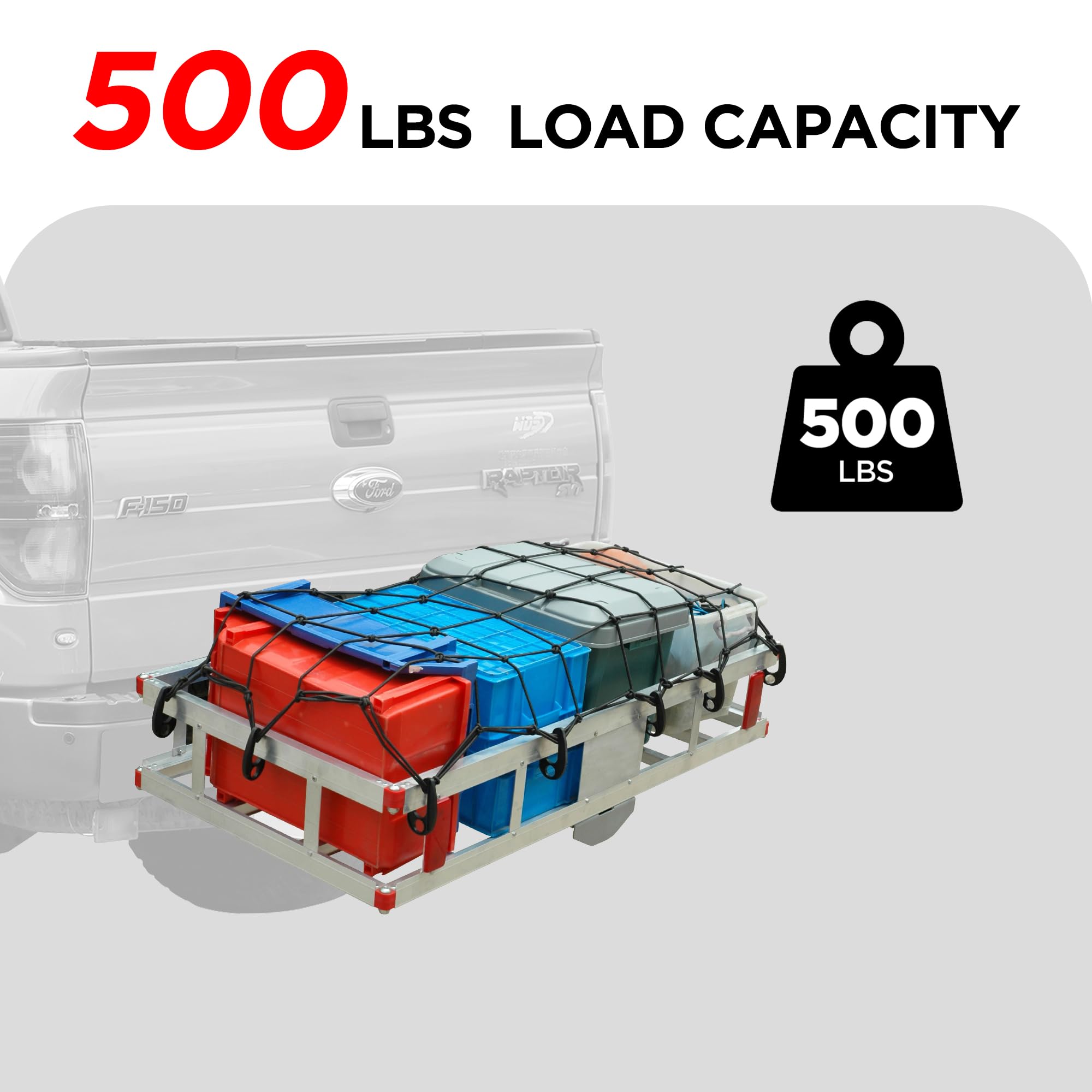 Rockland Heavy Duty Aluminum Hitch Cargo Carrier - 500 LB Capacity (47.2