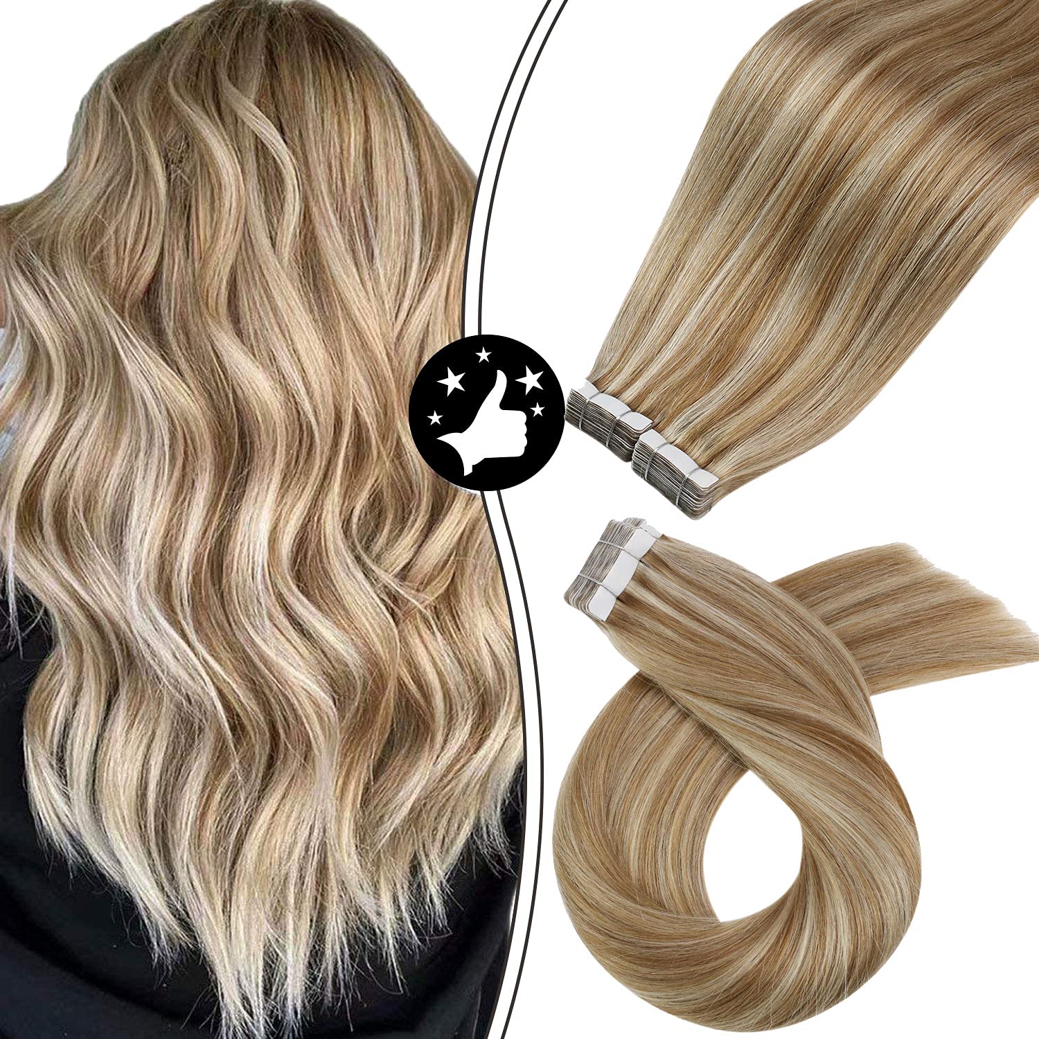 40 Pieces Tape-in Hair Extensions Bundle - 100g Human Hair Blonde Highlight #6 (18