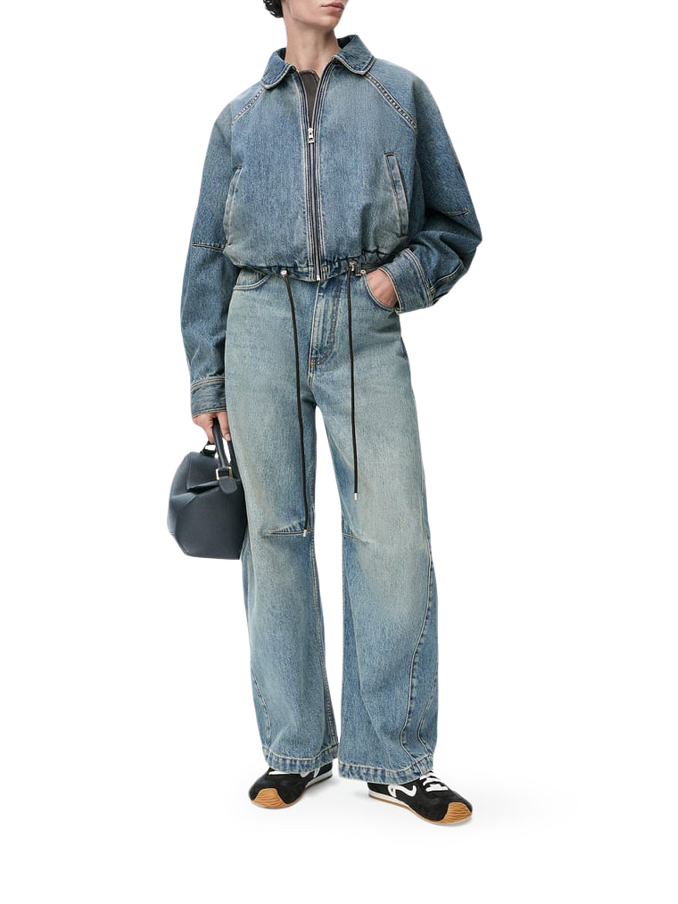 Loewe Balloon Jacket for Women - Light Blue Washed Denim Coat with Oversized Fit | Perfect for Casual Outings, Streetwear Fashion & Fall Layering