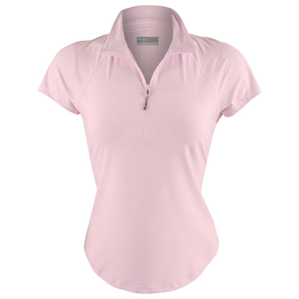 Lija Women's Don't Stop Me Now Sly Zip Mock Top Blush - Stylish Athletic Shirt for Running, Yoga & Gym Workouts