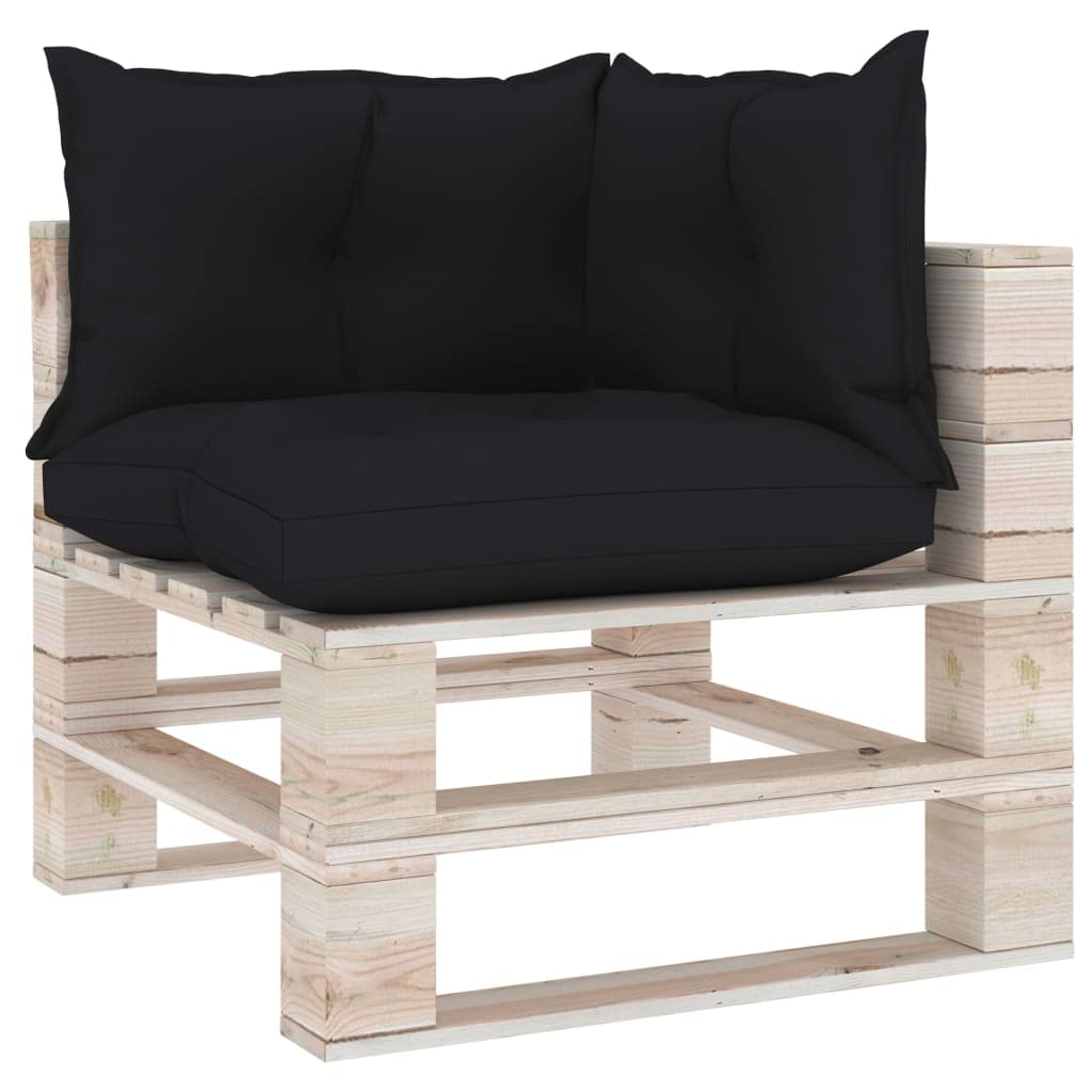 iFCOW 3-Piece Black Fabric Pallet Sofa Cushions Set - Soft & Durable for Outdoor Patio, Garden, or Indoor Living Room Furniture