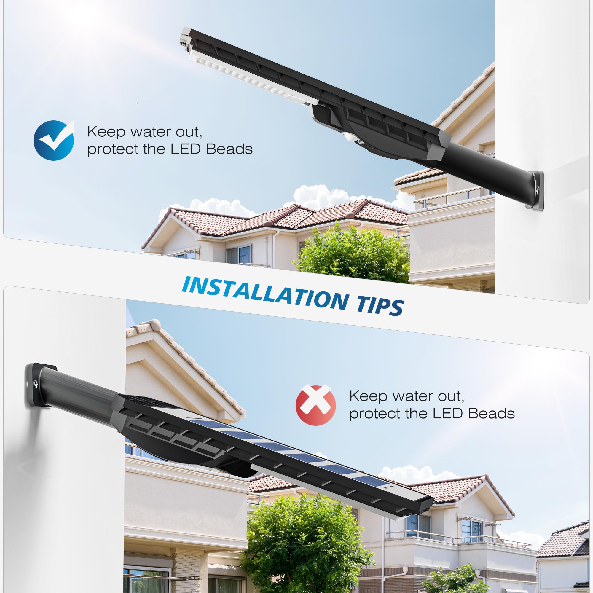 Solar Powered Outdoor LED Street Lights with Motion Sensor & Remote Control - Waterproof Security Flood Lights for Yard, Garage, Driveway (Ideal for Home Security & Energy-Efficient Night Lighting)