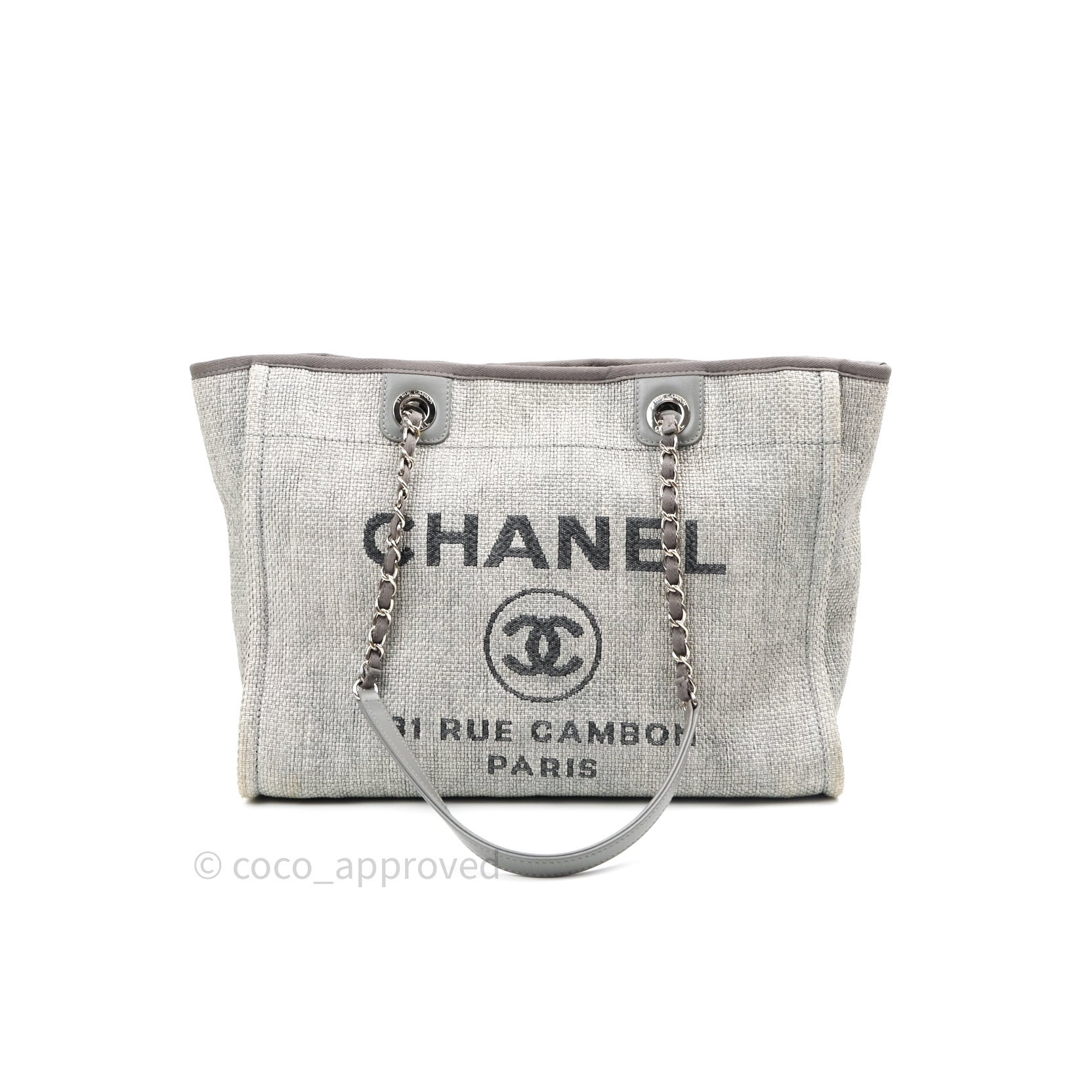 Chanel Canvas Deauville Medium Tote Bag in Grey - Luxury Designer Handbag for Women, Perfect for Work, Travel & Everyday Use