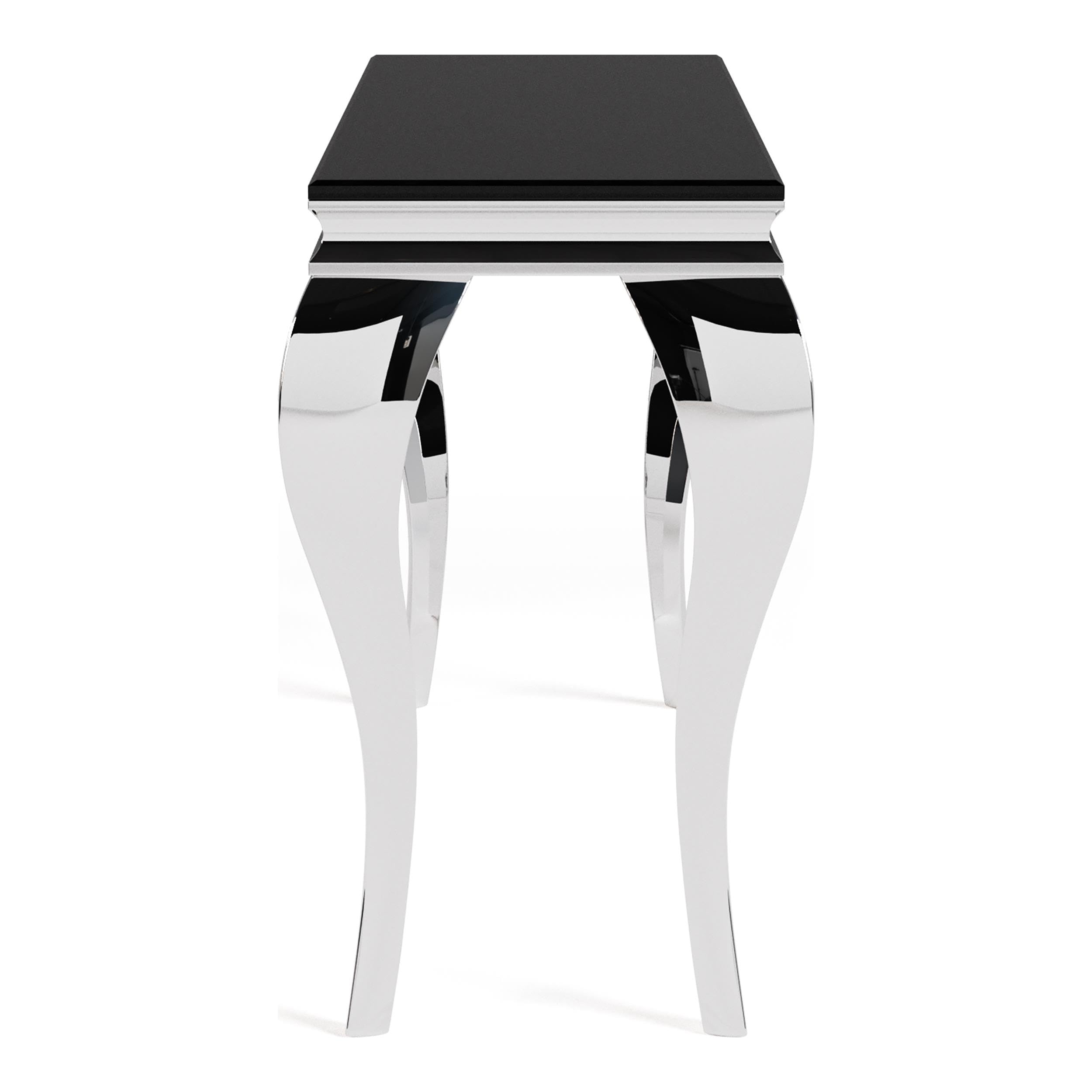 Furniture of America Alang Glam Glass Top Sofa Table - Black & Silver Finish - Modern Living Room & Lounge Accent Table