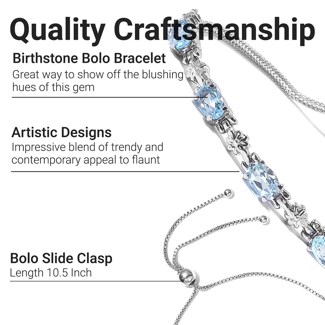 Birthstone Bracelets for Women - Adjustable Charm Bolo Bracelet with Gemstones, Perfect for Engagement, Anniversary, Wedding Promise & Birthday Gifts | Ideal for Everyday Wear, Special Occasions & Thoughtful Present Giving