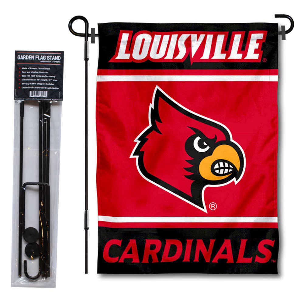 Louisville Cardinals Garden Flag with Stand Holder - College Flags & Banners Co. | Perfect for Game Day Decor, Yard Display, and School Spirit Showcase