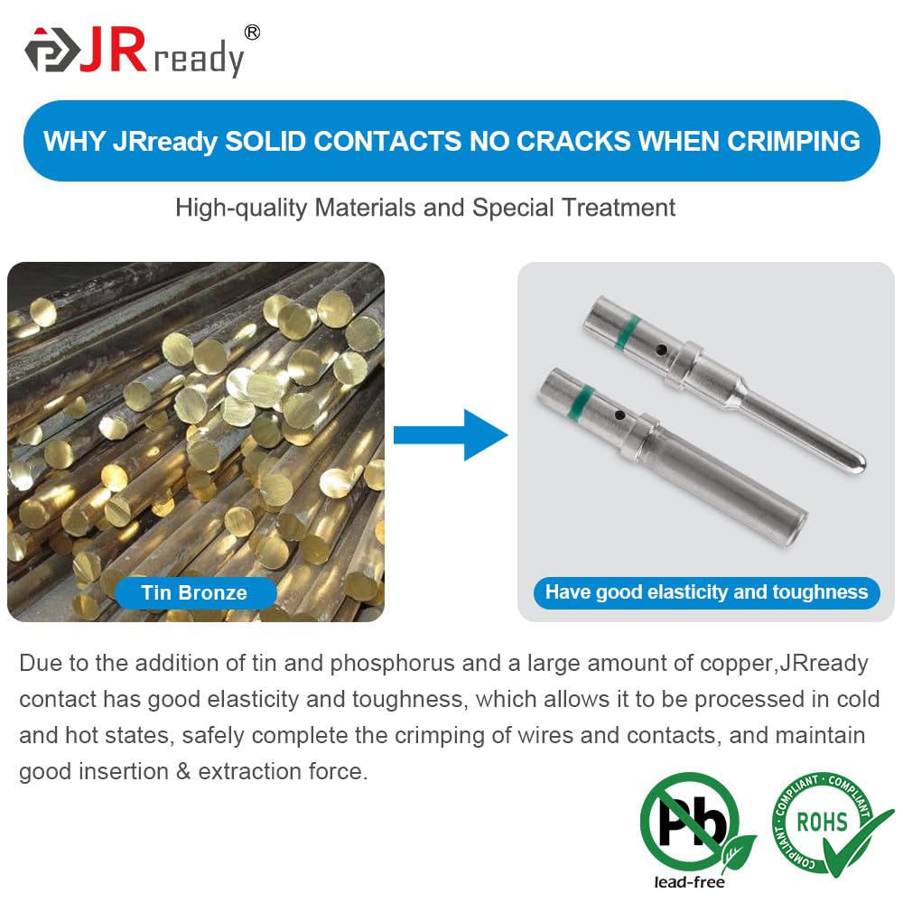 JRready 90 Pairs Deutsch Connector Pins & Sockets - 16 Gauge Solid Contacts (Male Pins 0460-215-16141 / Female Pins 0462-209-16141) - DT Connector Terminals for 14-20AWG Wires - Perfect for Automotive, Marine & Industrial Electrical Wiring