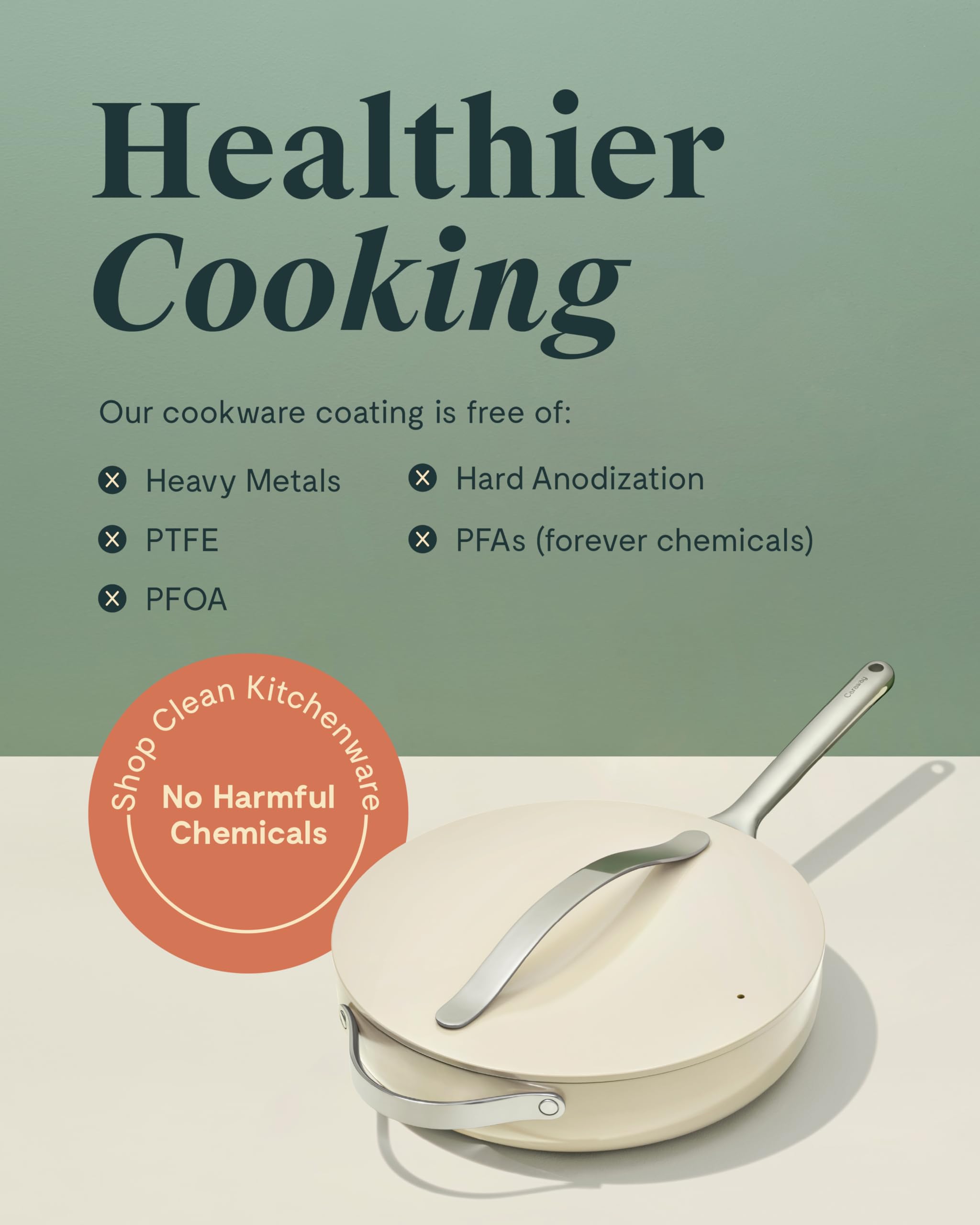 Caraway Nonstick Ceramic Sauté Pan with Lid - 4.5 Quart, 11.8 Inch Oven Safe Cookware - PTFE & PFOA Free Non-Toxic Frying Pan for Gas, Electric & Induction Stovetops - Perfect for Sautéing, Frying & Simmering - Elegant Gray Kitchen Essential