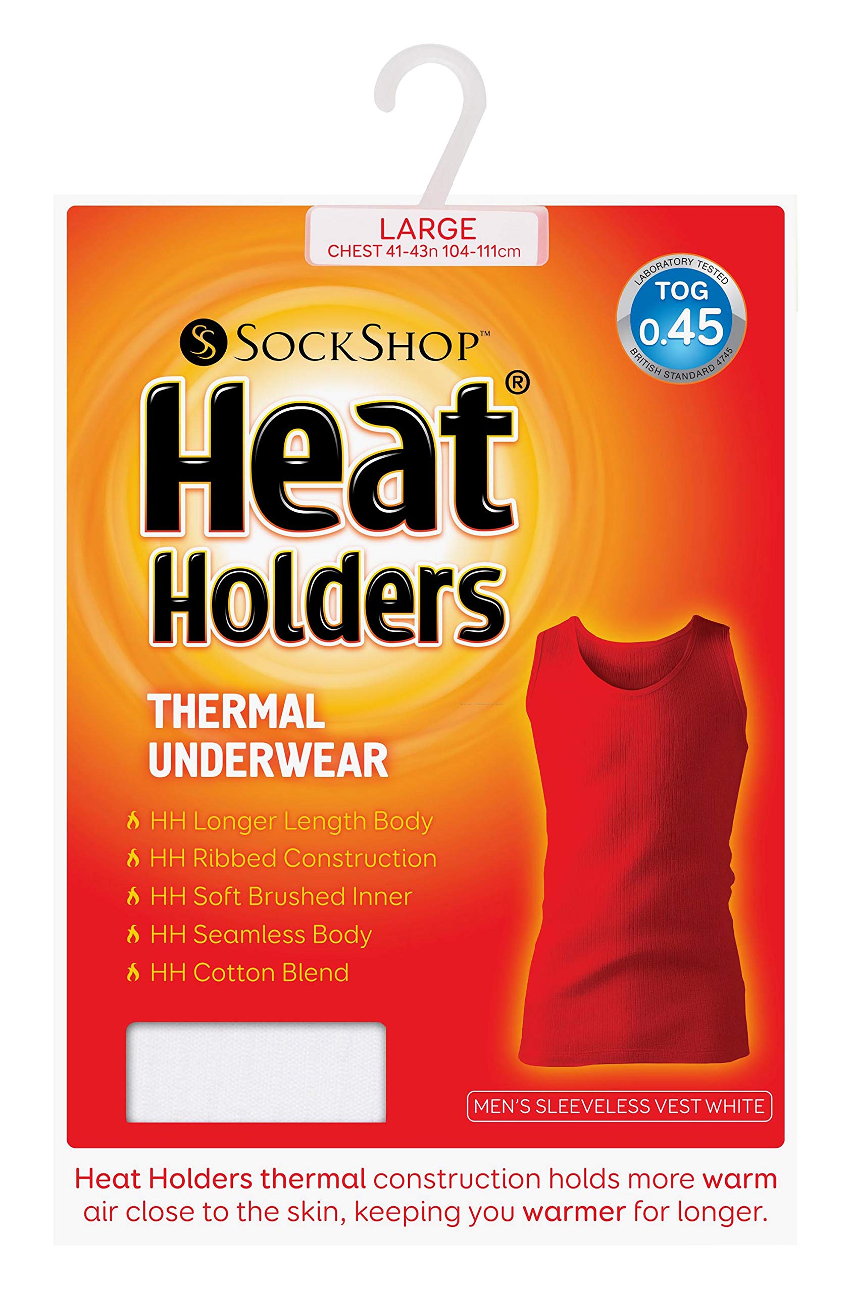 Heat Holders Men's Thermal Underwear Vest - Fleece Lined Cotton Winter Sleeveless Top for Cold Weather, Outdoor Activities & Layering