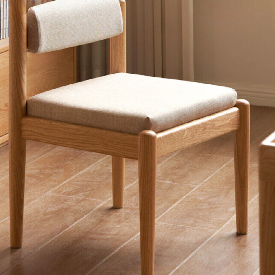 Solid Oak Wood Low Back Small Dining Chair - Modern Kitchen & Breakfast Nook Seating - Perfect for Small Spaces & Compact Dining Areas