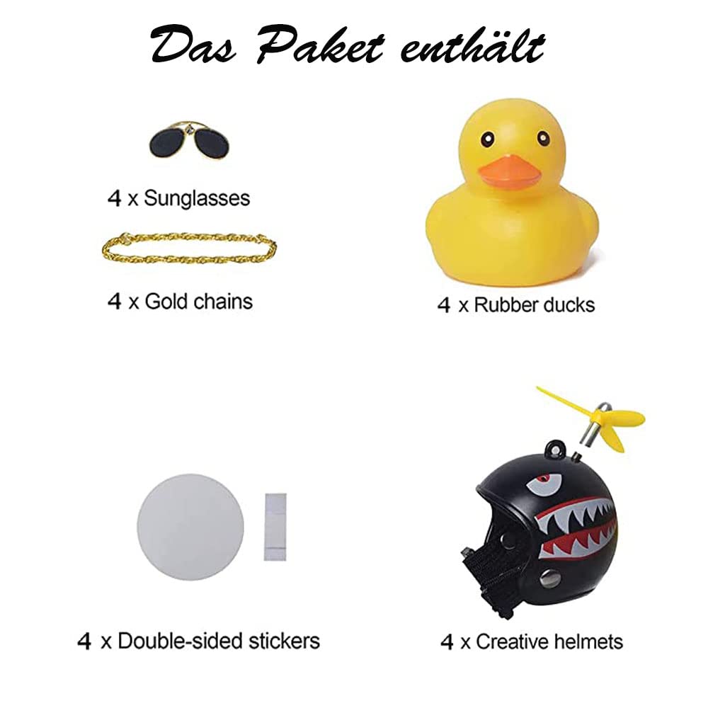 4 Pack Yellow Rubber Duck Car Dashboard Decorations - Cute Duck Toy for Cars, Bikes & Motorcycles - Fun Gift for Men, Women, Kids - Perfect for Road Trips, Office Desks & Birthday Parties