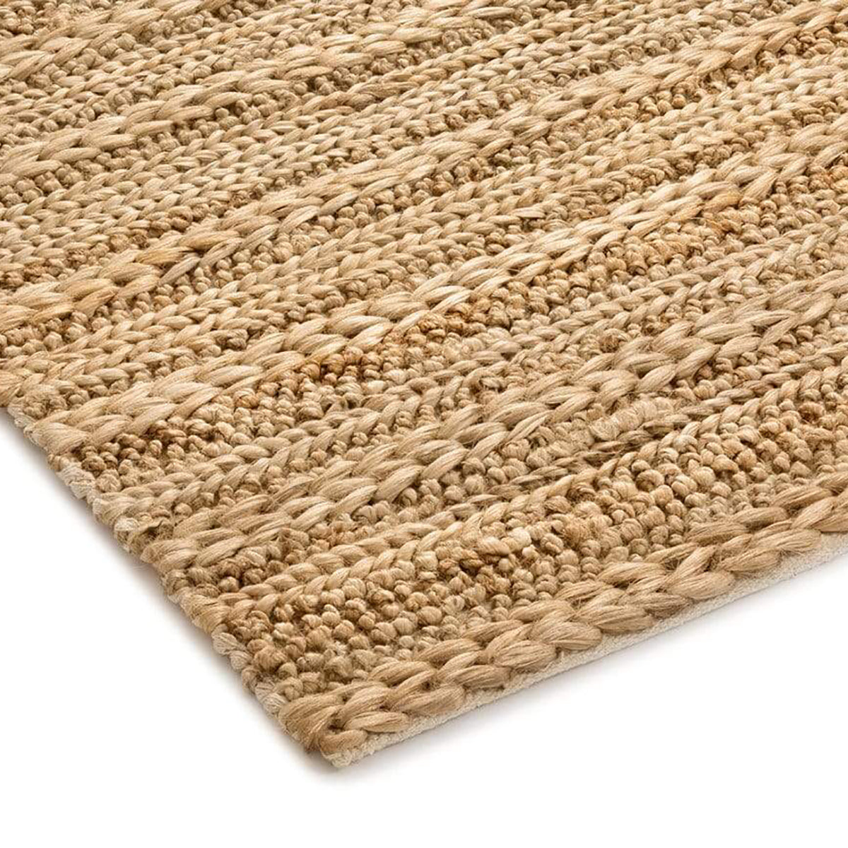 Eboni Chunky Braided Jute and Cotton Rug - Natural Fiber Floor Mat for Living Room, Bedroom & Boho Home Decor