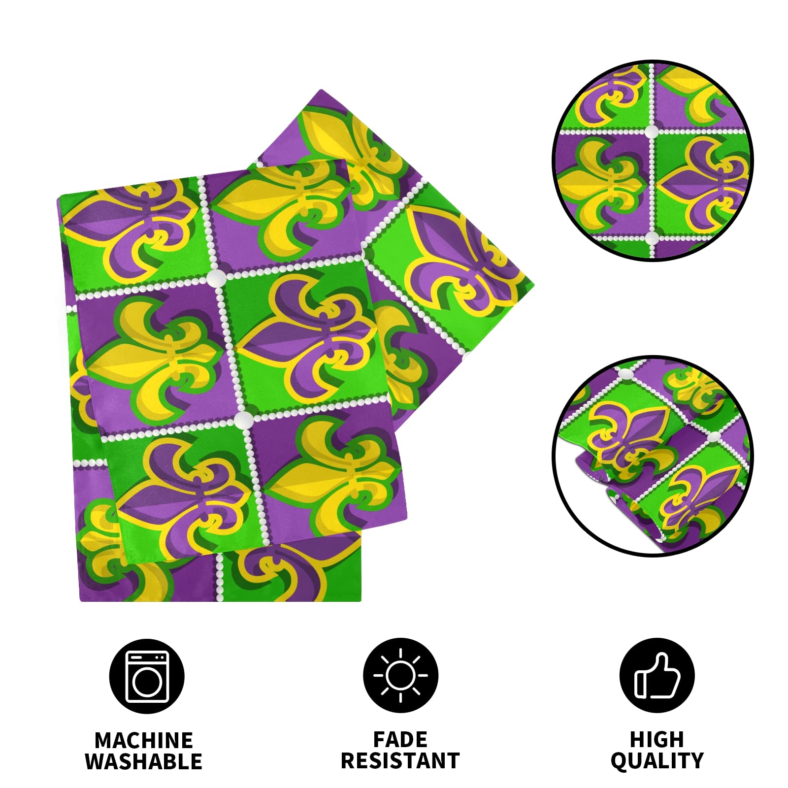 Emelivor 90-inch Mardi Gras Fleur De Lis Table Runner - Elegant Dining Table Scarf for Christmas, Fall & Farmhouse Decor - Perfect for Holiday Dinners, Kitchen Accessories & Home Decoration