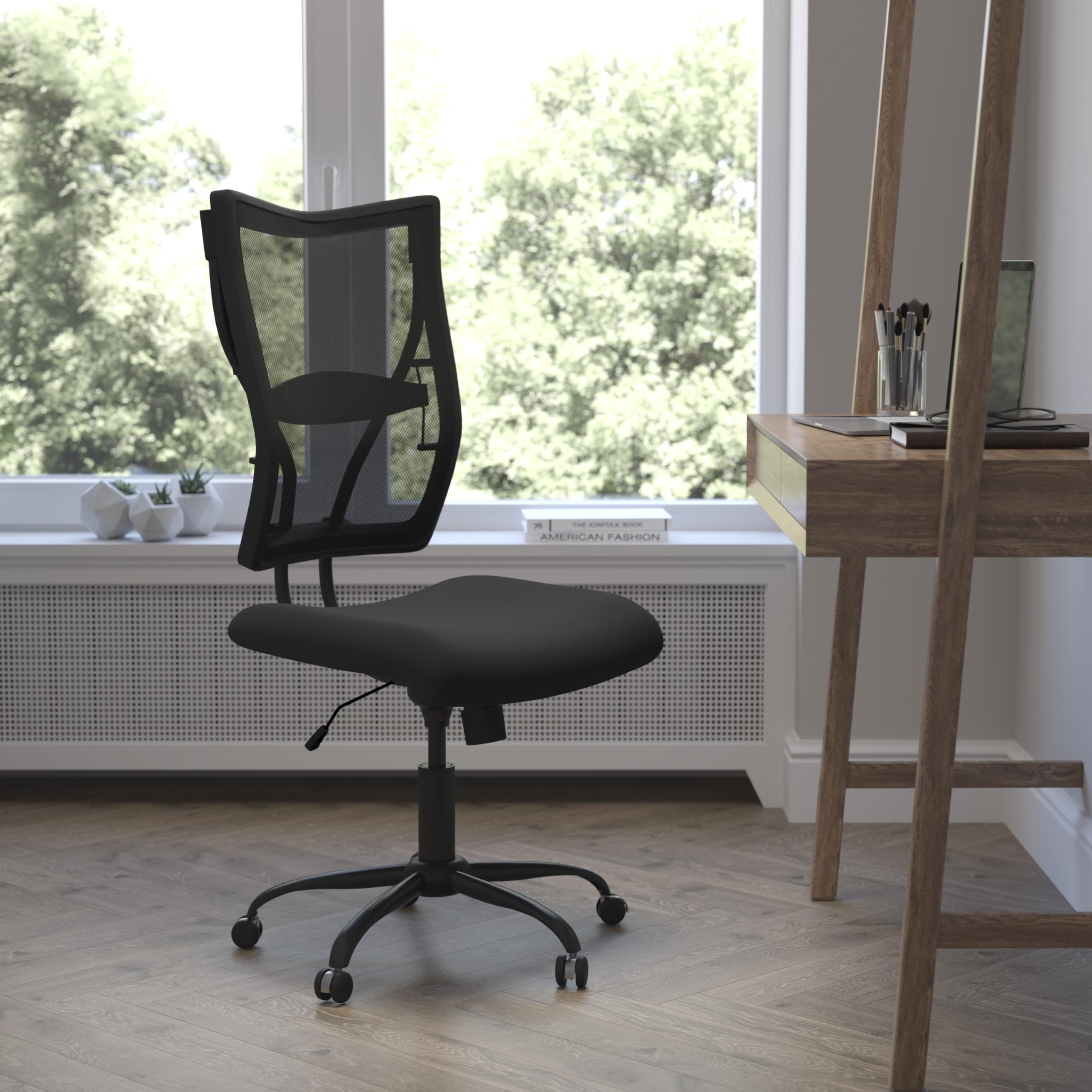400 lb. Heavy Duty Big & Tall Black Mesh Executive Swivel Ergonomic Office Chair with Lumbar Support - Perfect for Home Office, Conference Rooms & Long Work Sessions