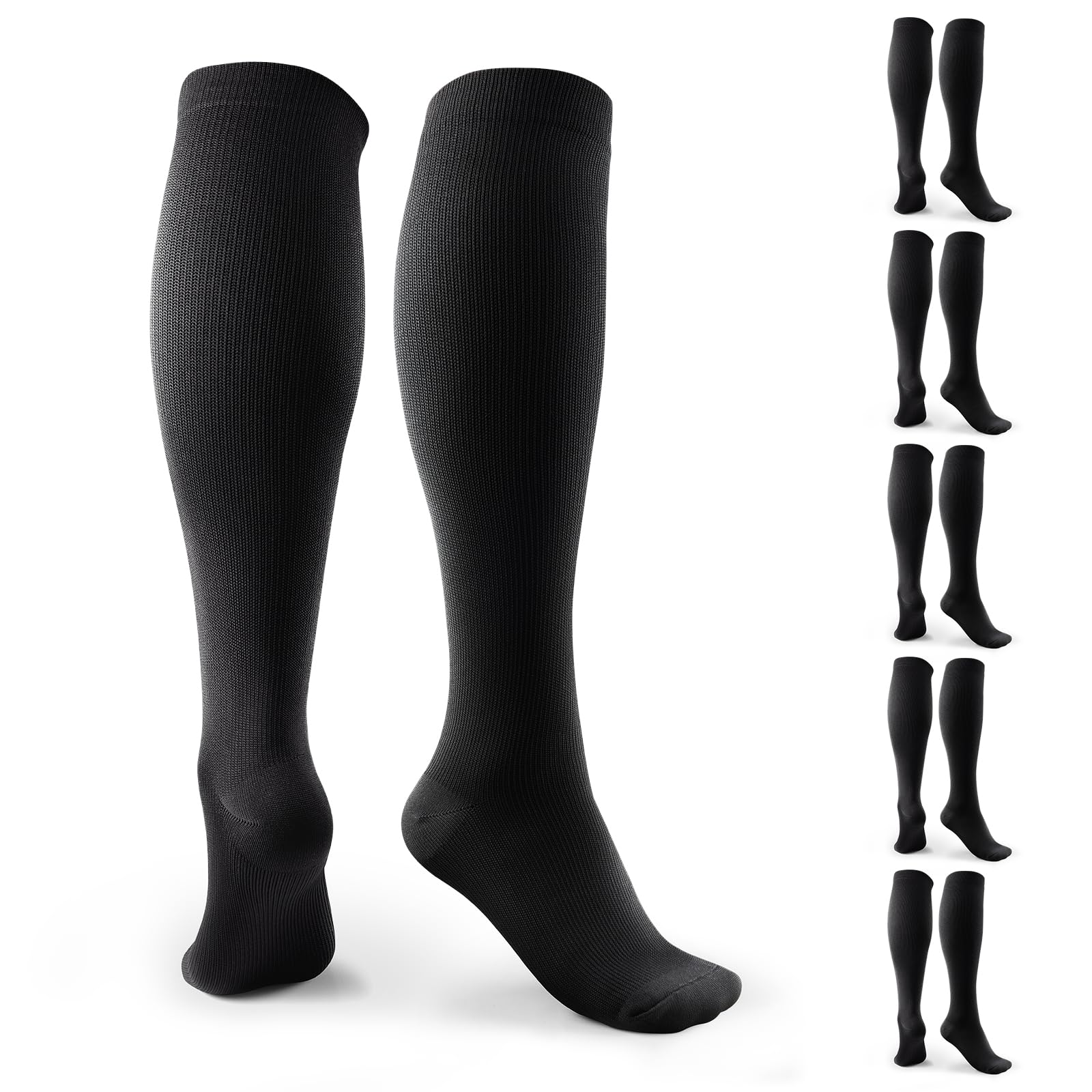 TRIITECH 6 Pairs Copper Compression Socks for Women & Men - 15-20mmHg Graduated Support for Running, Hiking, Nursing & Travel - Improve Circulation & Reduce Swelling During Sports & Daily Activities