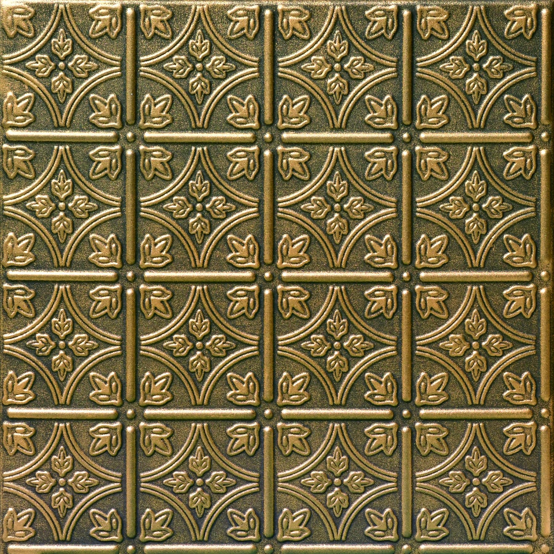 A La Maison R125 Emma's Flowers Foam Glue-Up Ceiling Tiles (384 sq. ft./Case) - Pack of 144 in Antique Brass - Perfect for Home Renovation, Office Decor & DIY Projects