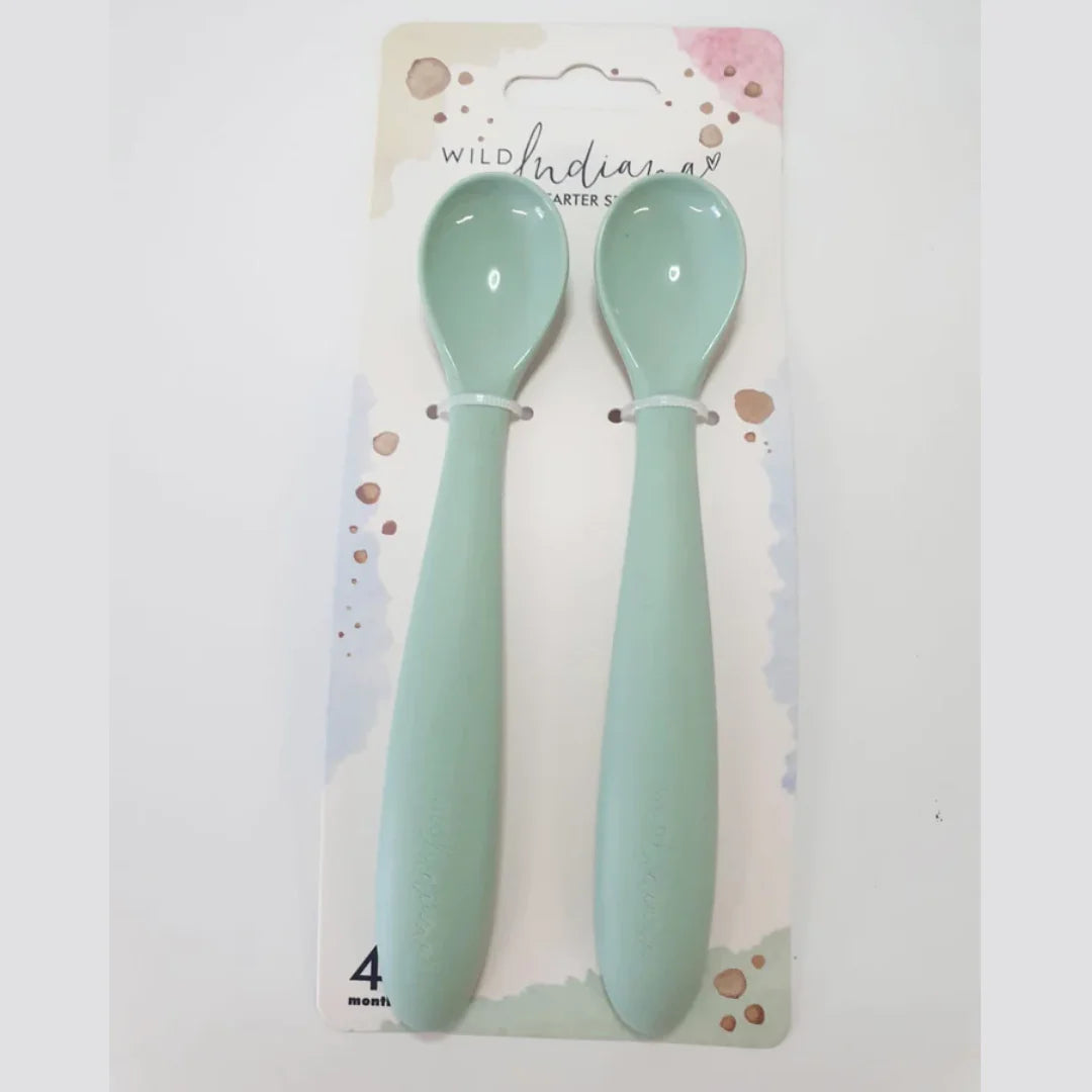 Wild Indiana Baby Starter Spoons Set - BPA-Free Soft-Tip Infant Feeding Utensils for First Foods - Perfect for Baby-Led Weaning & Puree Feeding at Home or On-the-Go