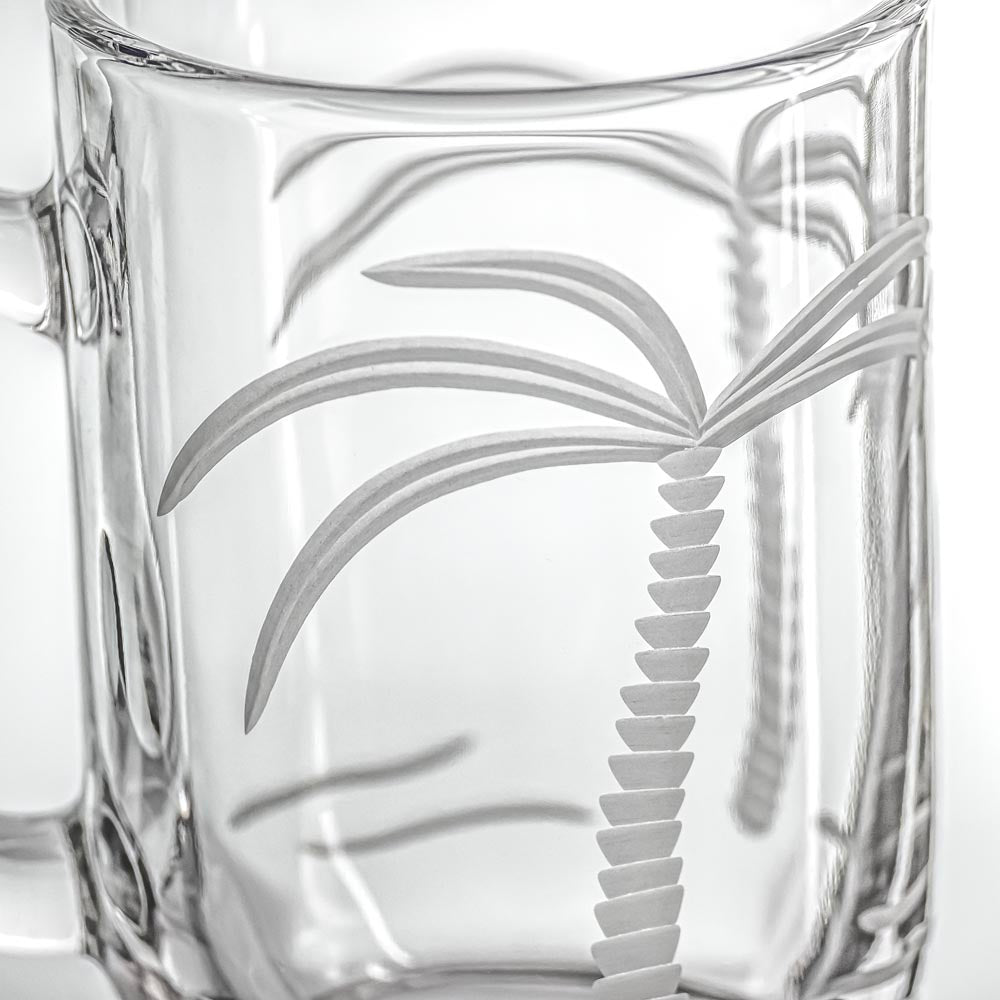 16oz Palm Tree Design Bolero Glass Mug Set of 2 - Perfect for Tropical Drinks, Iced Coffee & Summer Cocktails at Home or Beach Parties