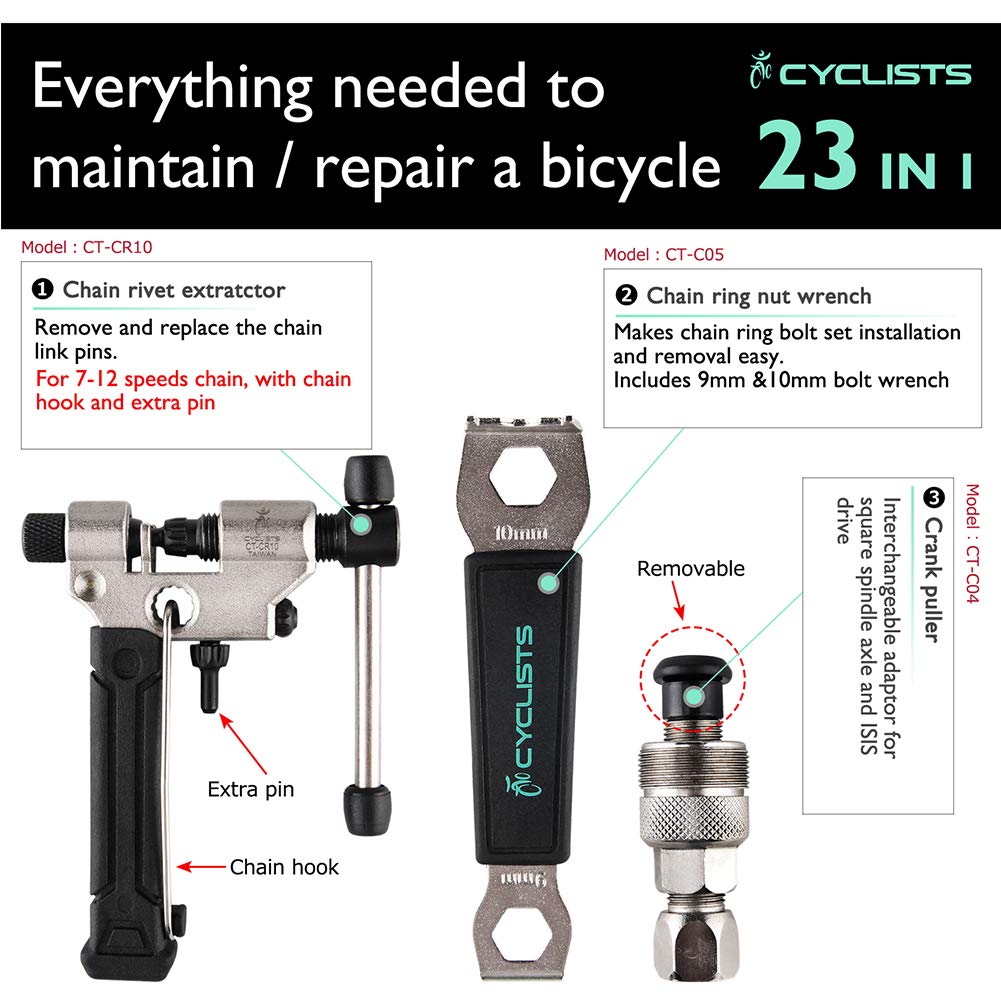 23-Piece Bike Tool Kit - Professional Bicycle Repair Tool Set for Mountain & Road Bikes with Storage Case - Perfect for Home Mechanics & Cycling Enthusiasts