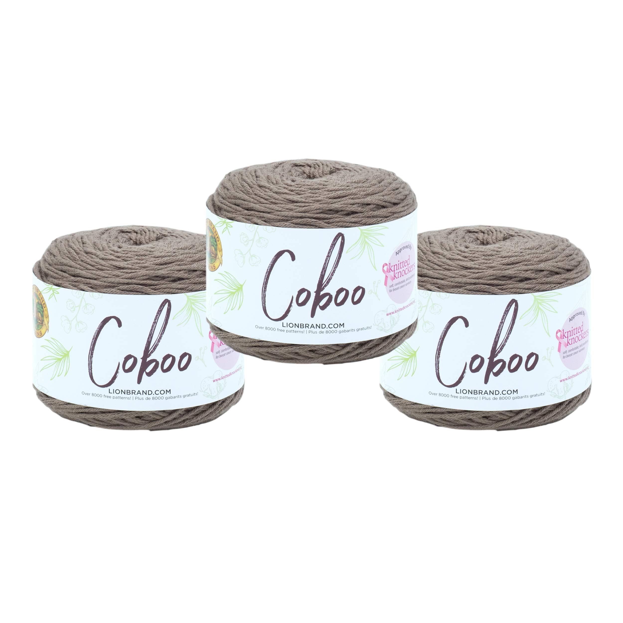 (3 Pack) Lion Brand Yarn Coboo Bamboo Yarn - Soft & Durable, Taupe - Perfect for Knitting, Crocheting & DIY Crafts