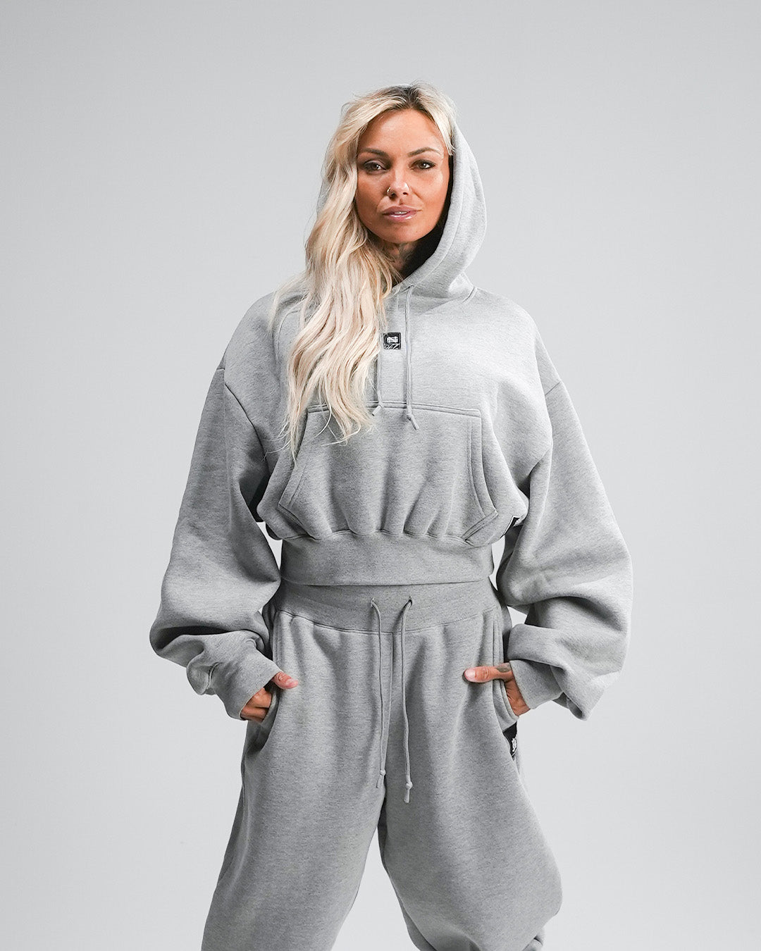 Women's Oversized Crop Hoodie - Heather Grey | Casual Streetwear for Women | Perfect for Loungewear, Gym & Outdoor Activities