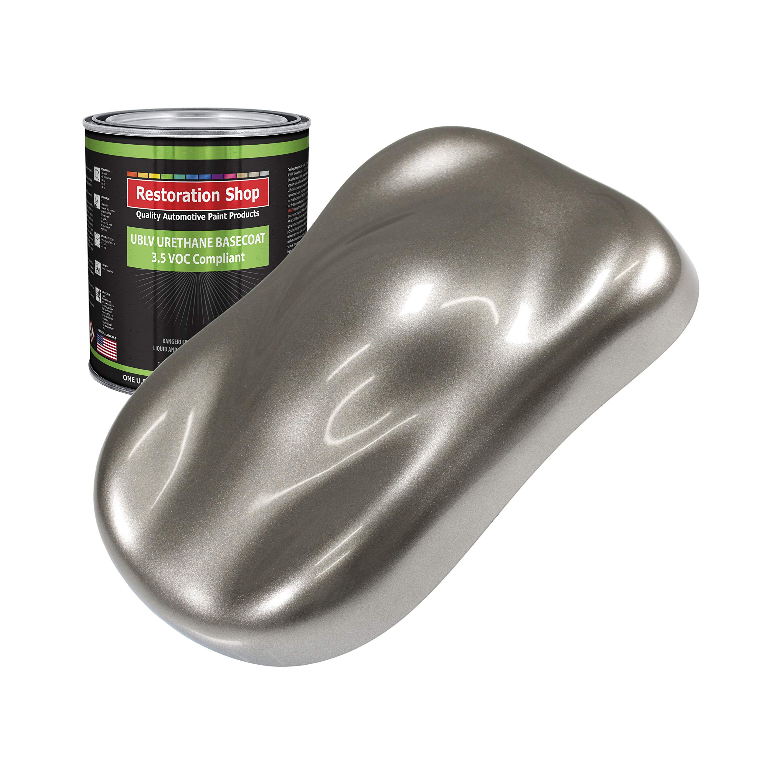 Restoration Shop - Firemist Pewter Silver Low VOC Urethane Basecoat Auto Paint (1 Quart) - Professional High Gloss Automotive Coating for Cars & Trucks - Perfect for Vehicle Restoration & Custom Paint Jobs