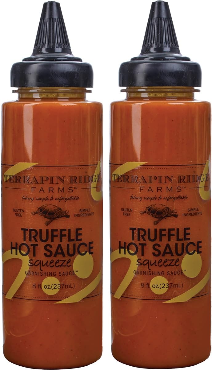Terrapin Ridge Farms Truffle Hot Garnishing Sauce - 2 Pack (8 oz Each) | Premium Truffle Infused Hot Sauce for Pizza, Pasta & Burgers | Gourmet Condiment Gift Set