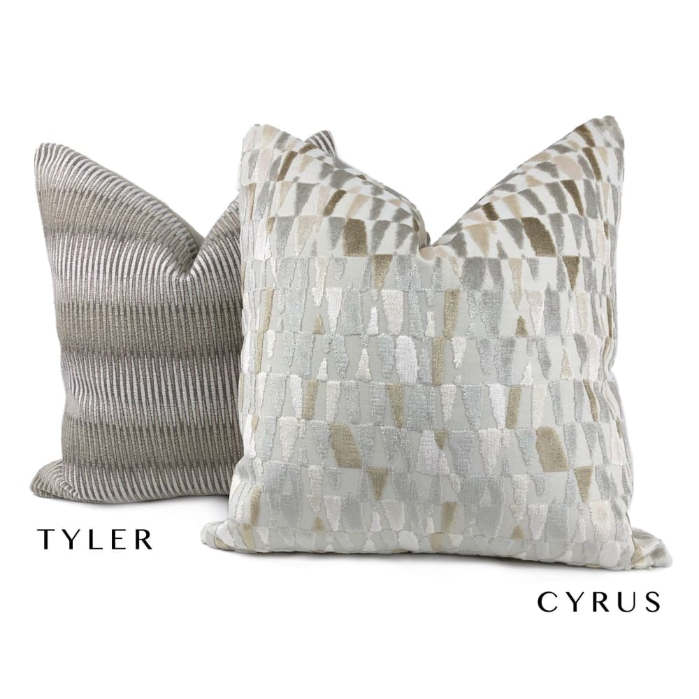 Luxury Cyrus I Gray Brown Velvet Pillow Cover - Soft Cream Velvet Fabric (Yard Available) - Perfect for Sofa, Bed & Home Decor