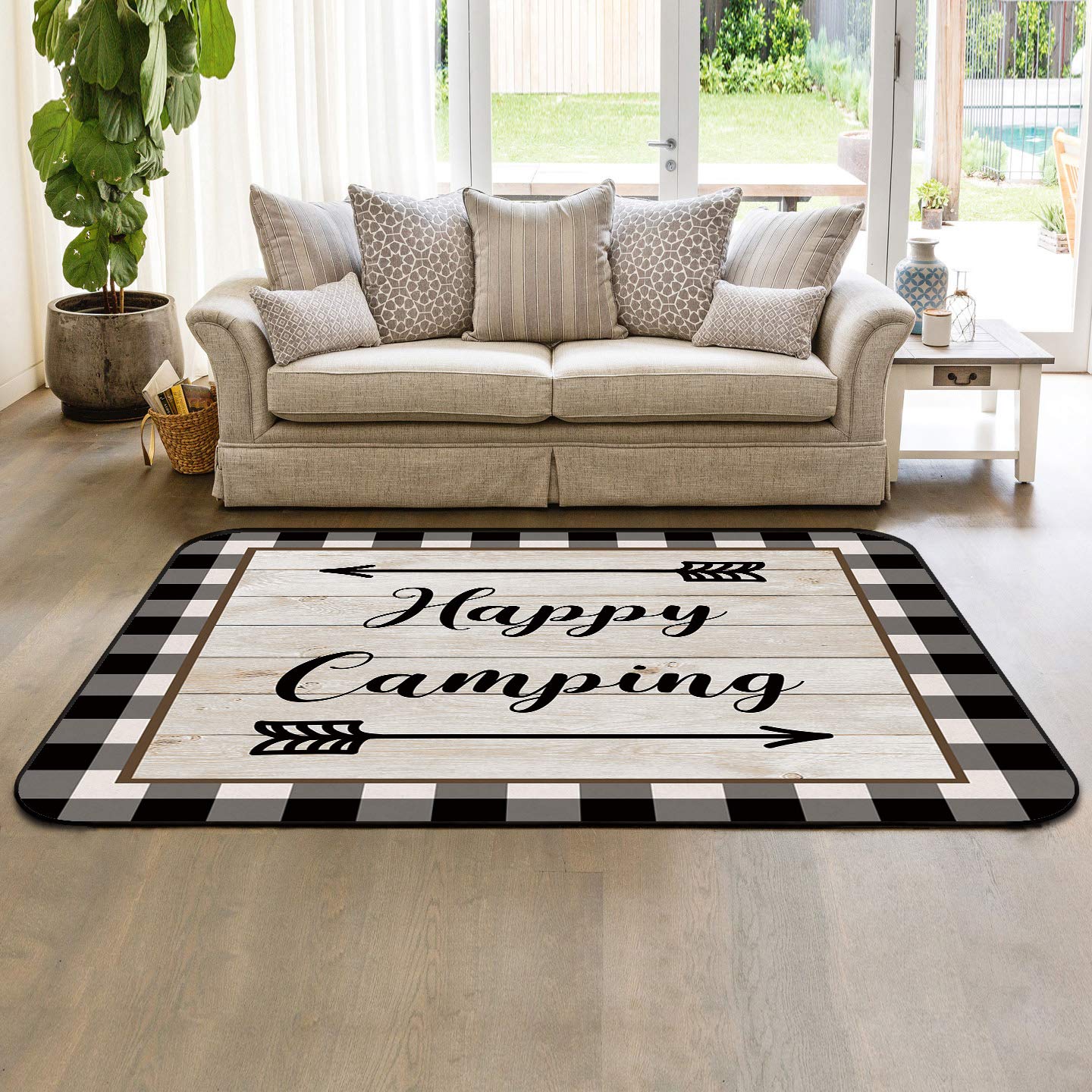 3' x 5' Modern Checkered Black and White Nursery Rug - Soft Kids Play Mat for Bedroom & Living Room - Indoor/Outdoor Durable Floor Cover - Perfect for Children's Room Decor and Happy Camping Adventures