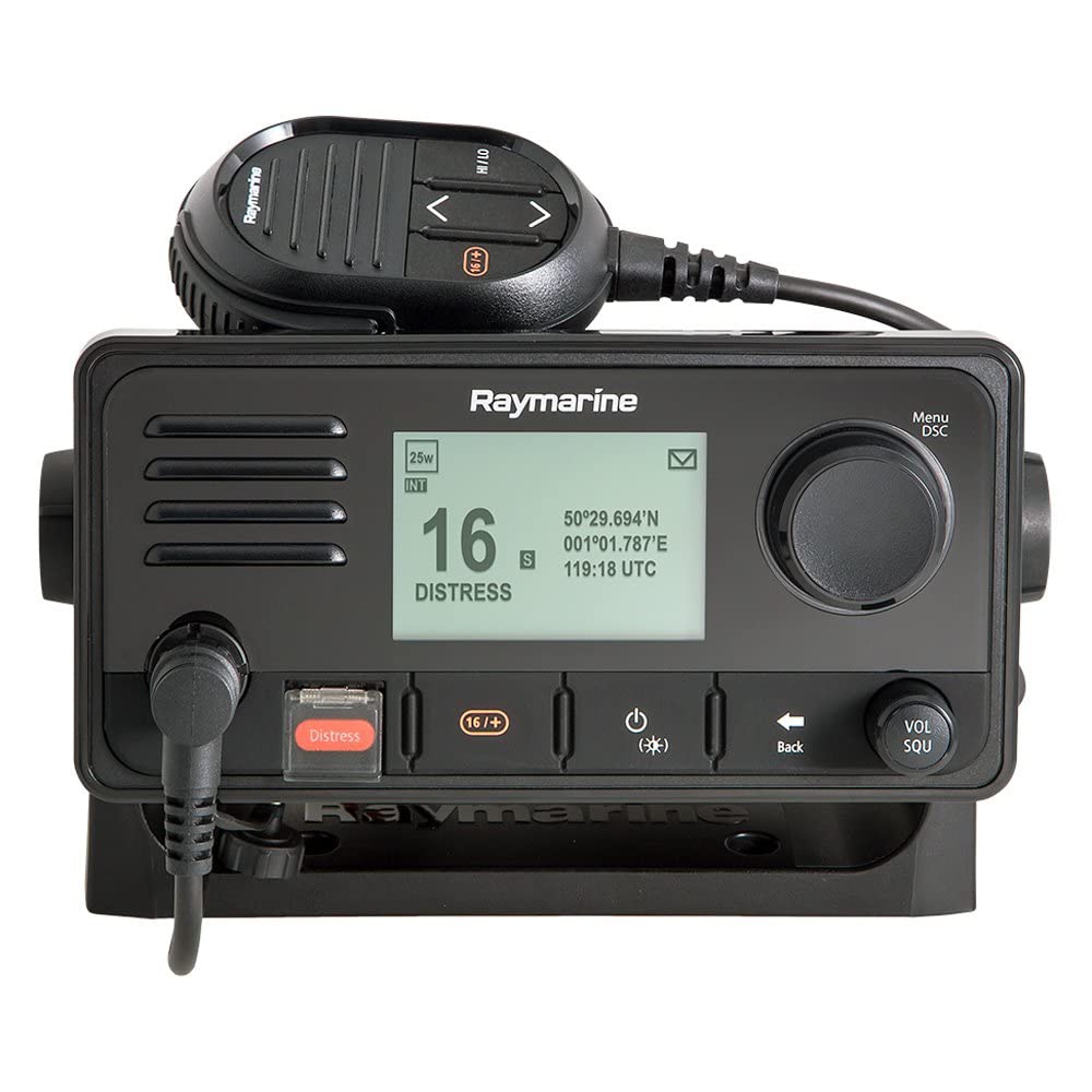 Raymarine E70517 Ray73 Marine VHF Radio with Hailer & GPS - Compact Black Boating Communication Device for Sailing, Fishing & Emergency Situations