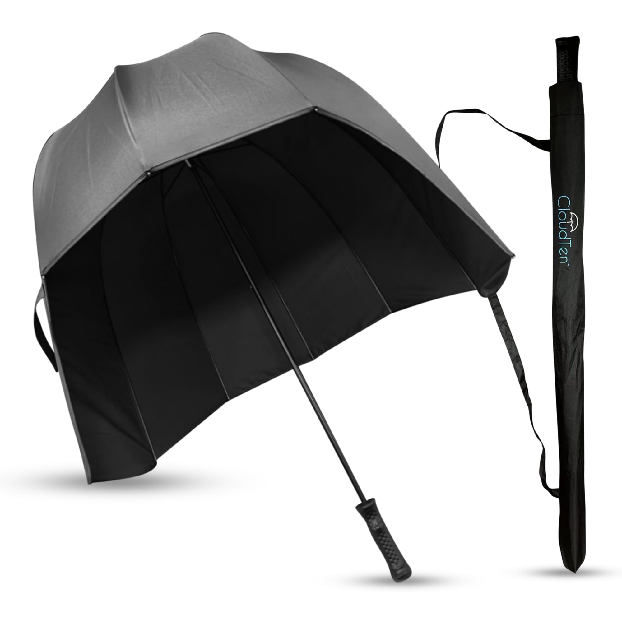 CloudTen Black Windproof Dome Umbrella for Men & Women - Lightweight Bubble Canopy for Rain & Wind Protection - Perfect for Outdoor Events, Commuting & Daily Use