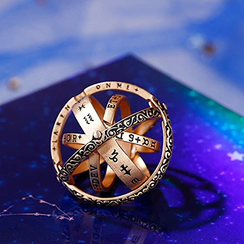 Jeulia Open Astronomical Sphere Ball Ring - 925 Sterling Silver Foldable Comic Finger Ring for Men & Women - Couple Lover Jewelry Gift Set with Free Chain - Perfect for Anniversary, Valentine's Day & Romantic Occasions