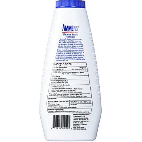 Ammens Medicated Powder Shower Fresh 11 oz (Pack of 10) | Talcum Powder for Body Odor & Sweat Relief | Ideal for Gym, Sports & Daily Freshness