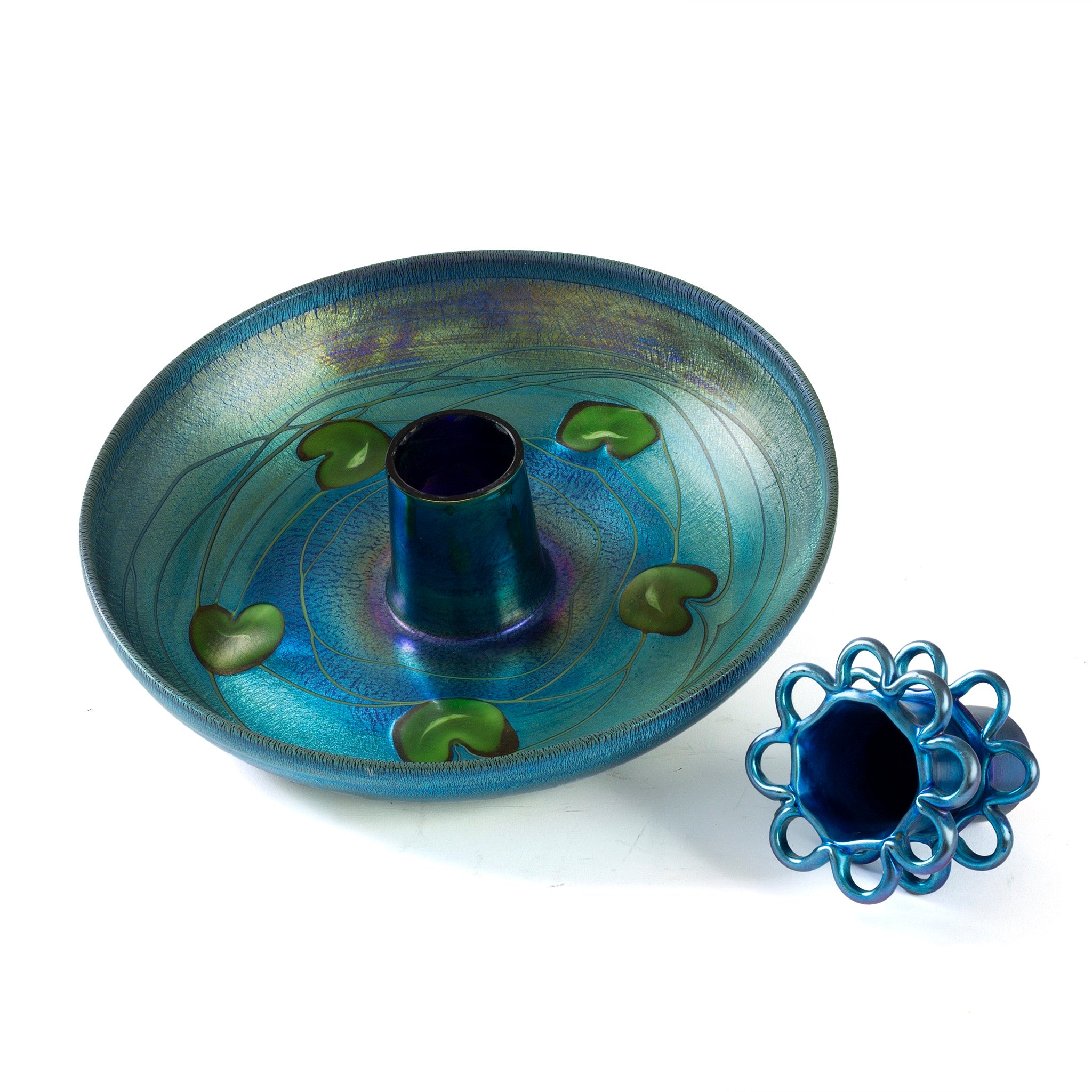 Tiffany Studios New York Favrile Glass Centerpiece - Handcrafted Art Nouveau Vase for Dining Table Decor, Wedding Centerpieces & Luxury Home Accents