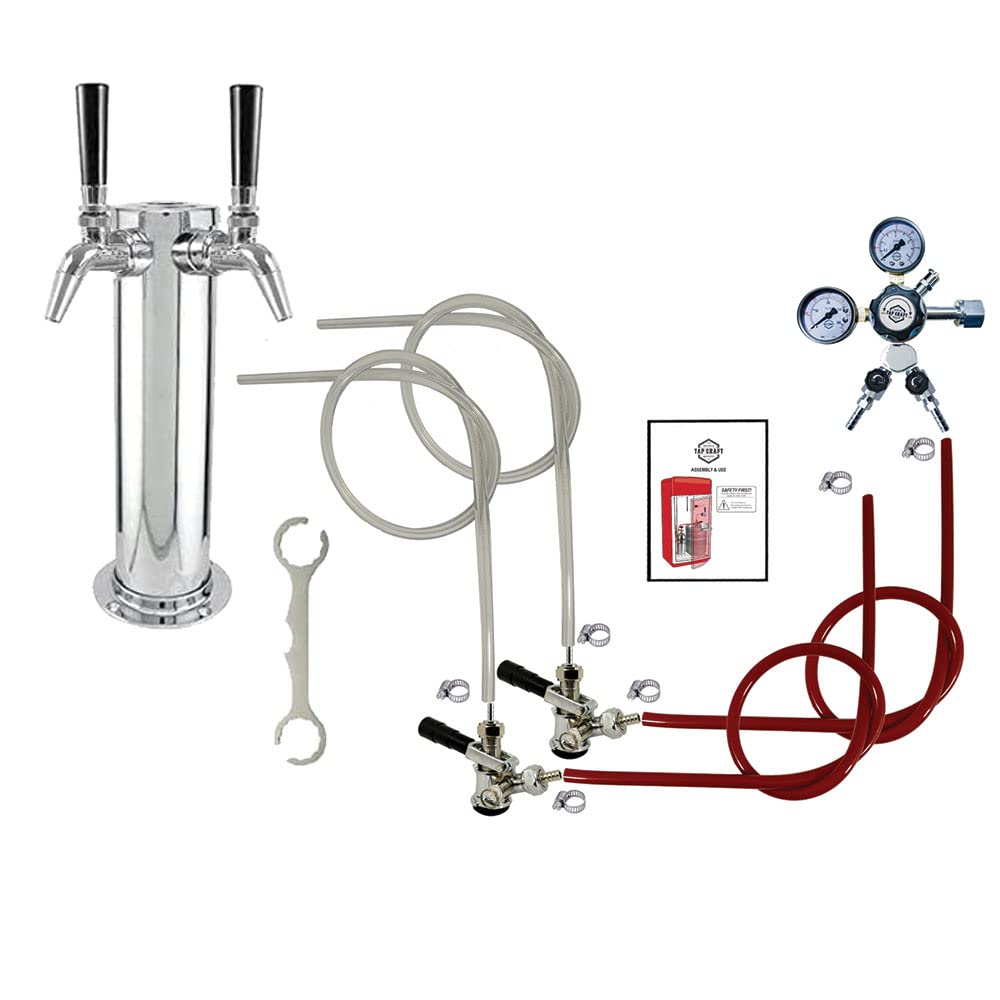 Premium Dual Faucet Kegerator Tower - Upgraded Intertap Beer Dispenser Kit for Home Bars & Parties - Perfect Gift for Beer Lovers (Him & Her) - Ideal for Basement Bars, Man Caves & Outdoor Entertaining