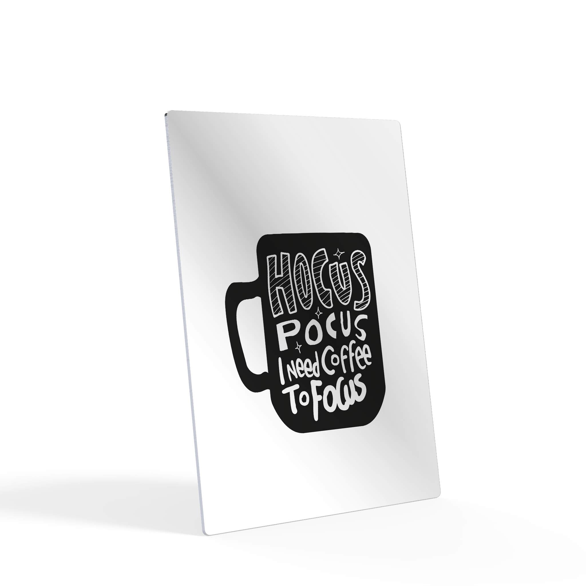Hocus Pocus I Need Coffee to Focus - Black and White Coffee Mug Metal Wall Art Print - 36x24 Inch Coffee Bar & Kitchen Decor - Perfect for Dining Rooms, Restaurants & Coffee Shops - Unique Gift Idea for Coffee Lovers