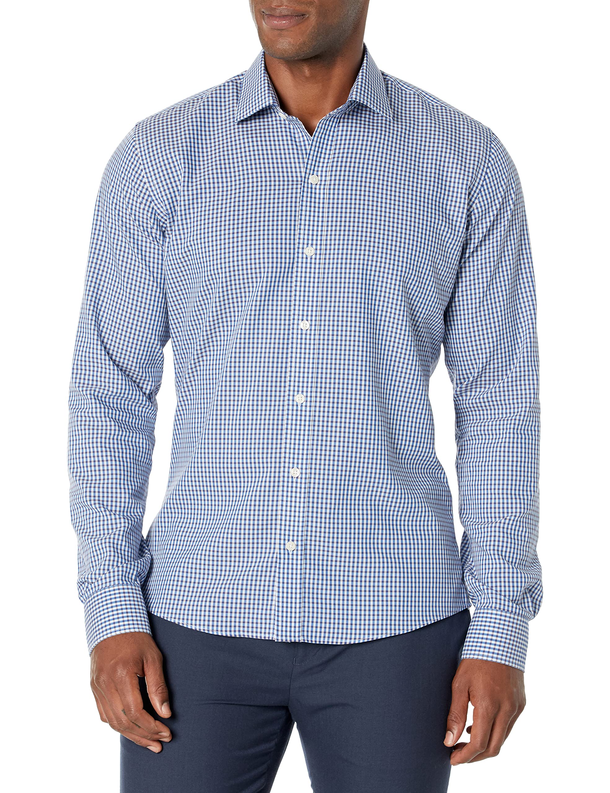 Men's Slim Fit Spread Collar Button-Down Dress Shirt with Stylish Patterns - Perfect for Business Meetings & Formal Occasions