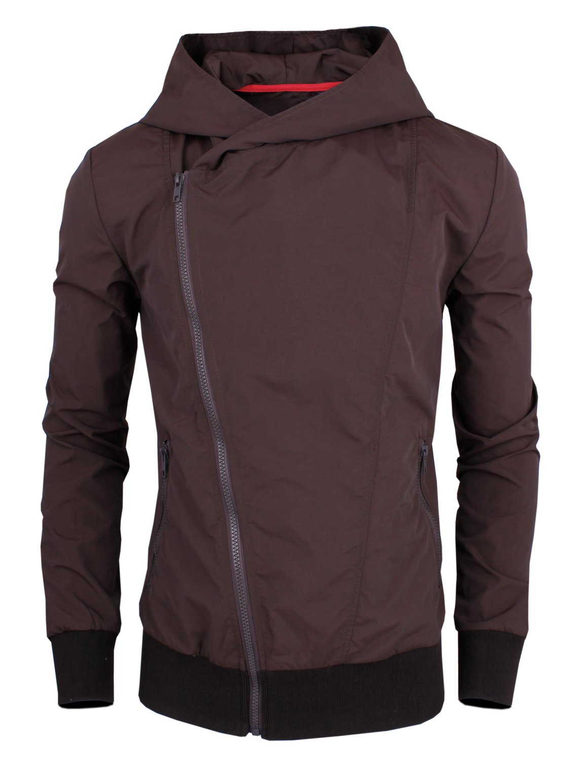 HRYfashion Men's Stylish Asymmetrical Zip-Up Hoodie Windbreaker Jacket - Lightweight Outerwear for Casual Wear, Street Style & Outdoor Activities