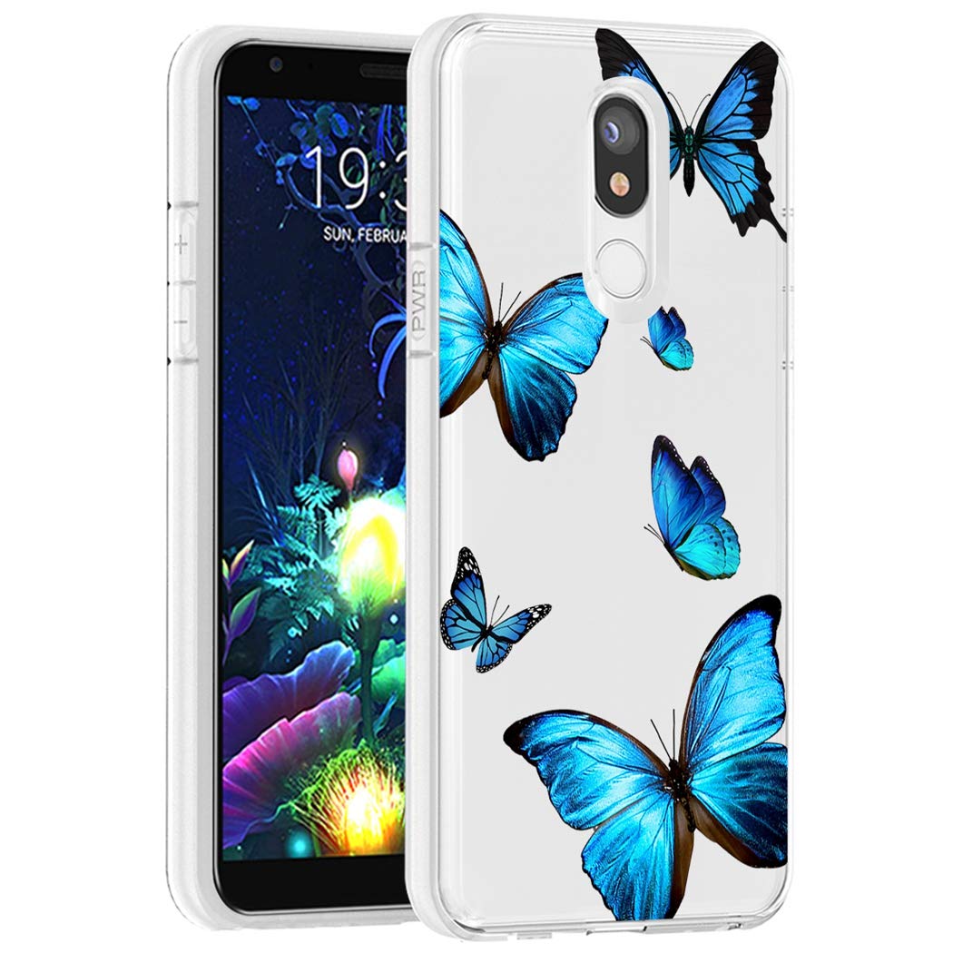 **Cute Soft TPU Shockproof Protective Phone Case for LG K40/K12 Plus/X4 2019/Solo LTE/Harmony 3/Xpression Plus 2 - Blue Butterfly Design, Slim Clear Cover for Women & Girls - Perfect for Everyday Use, Work, and Travel**