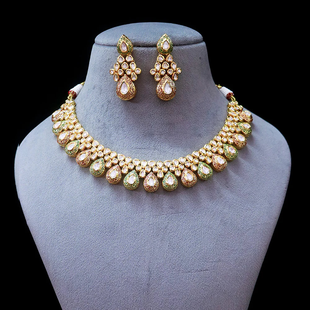 Exquisite Designer Gold Plated Royal Kundan Necklace (D536) - Elegant Indian Jewelry for Weddings, Parties & Special Occasions