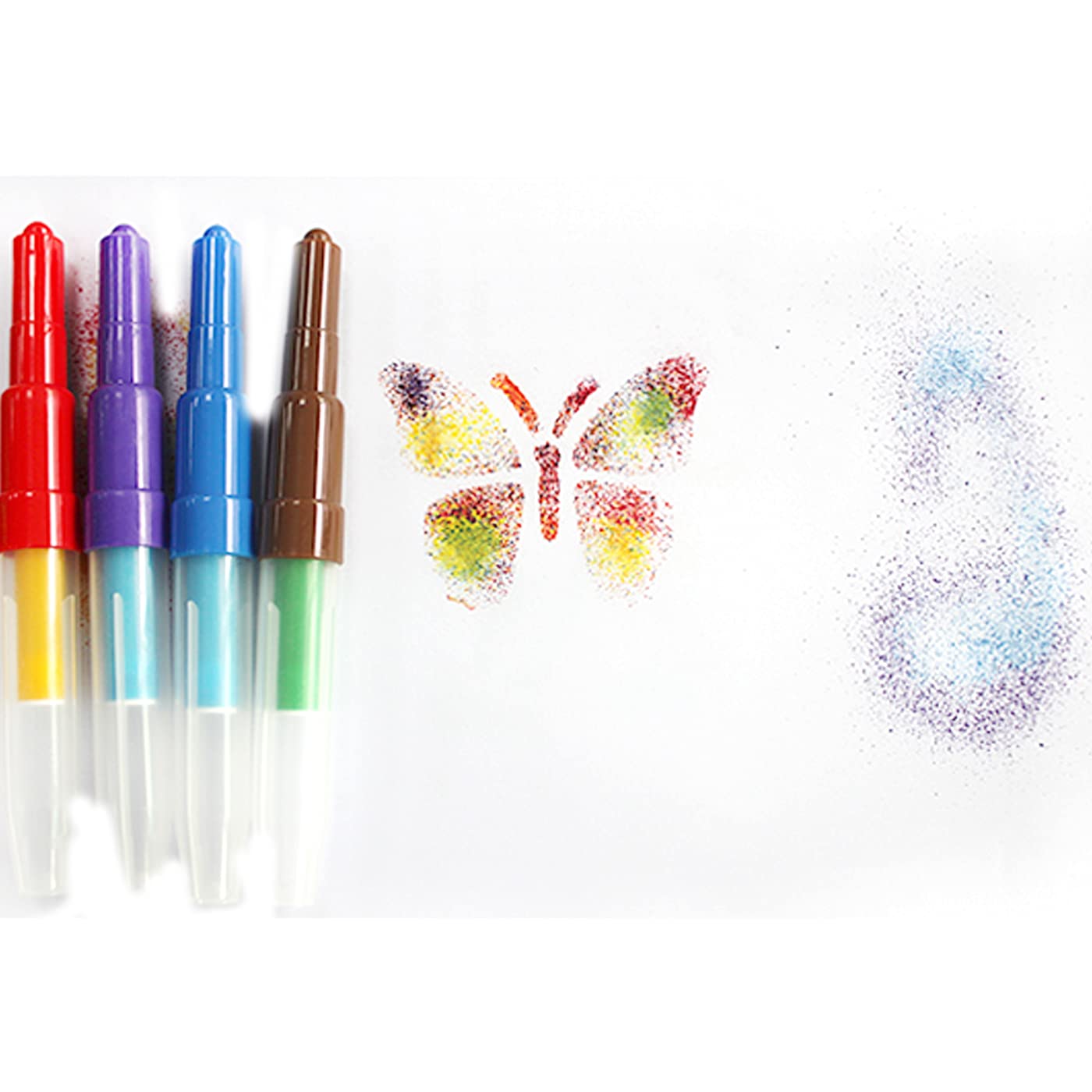 Ekan 6-Piece Color Spray Blow Pens Set with 3 Stencils - Fun Drawing Arts & Crafts Kit for Kids, Perfect for School Stationery, Birthday Party Favors & Creative DIY Projects