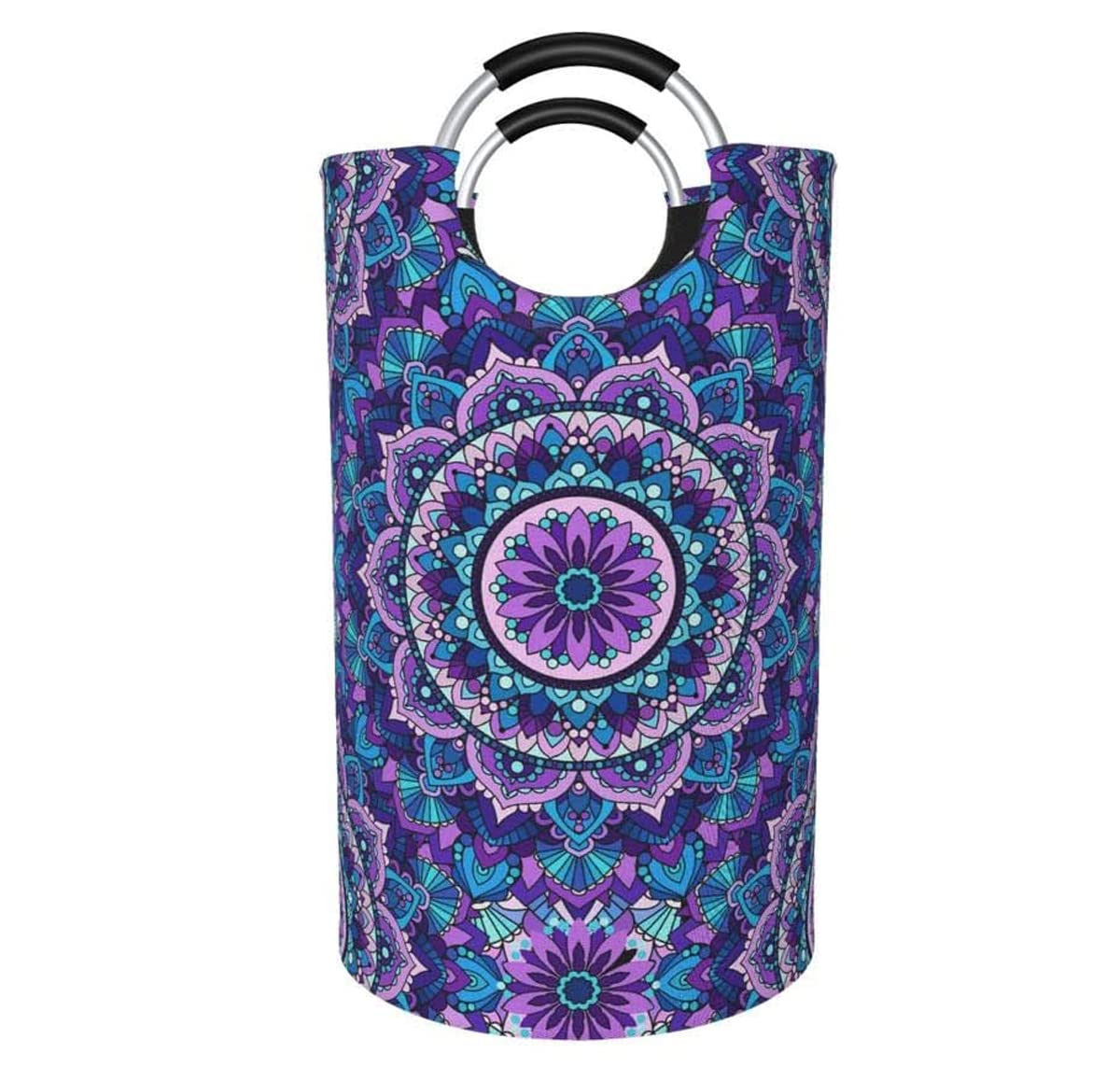 Dujiea 82L X-Large Collapsible Laundry Basket with Aluminum Handles - Tall Mandala Purple Clothes Hamper for Kids, Dorm Room, Bedroom & Bathroom Storage - Perfect for Laundry Organization & Home Decor